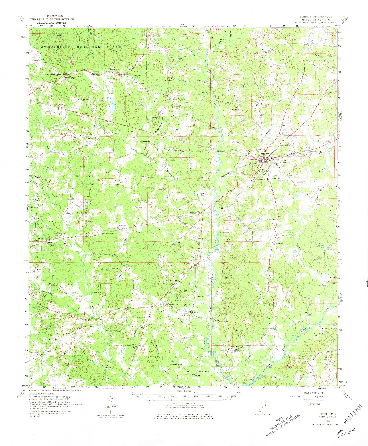 USGS 1:62500-SCALE QUADRANGLE FOR LIBERTY, MS 1961