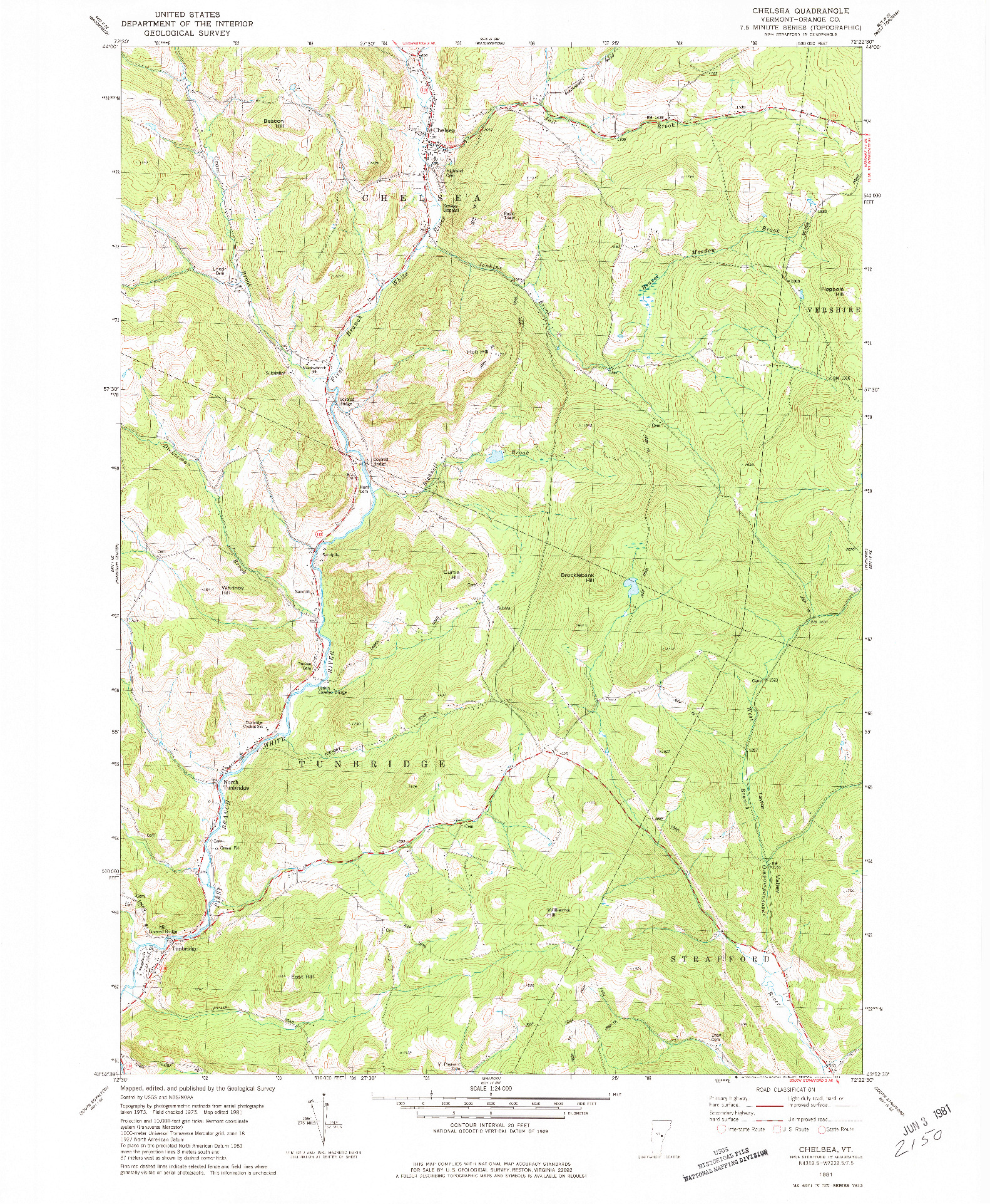 USGS 1:24000-SCALE QUADRANGLE FOR CHELSEA, VT 1981