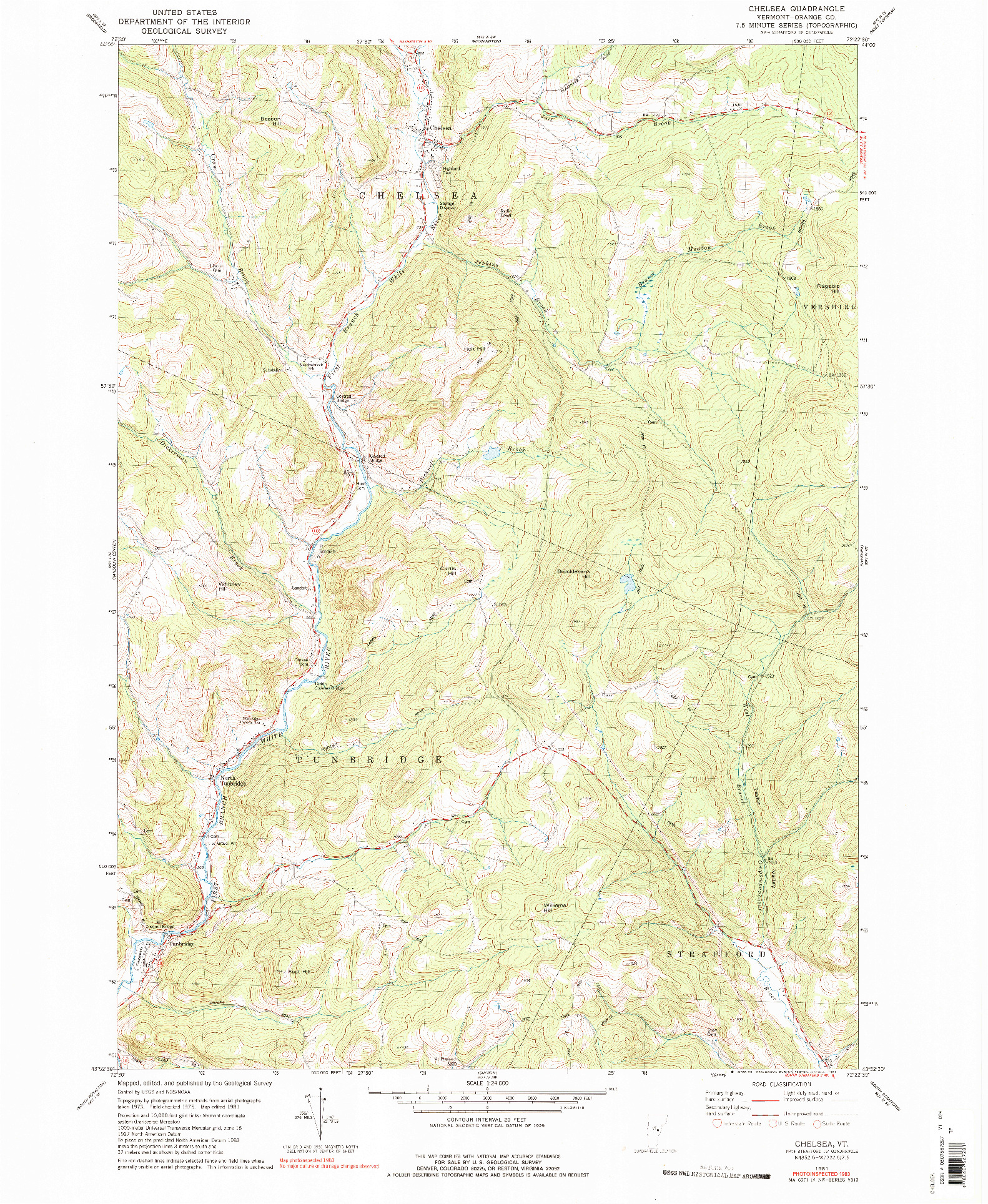 USGS 1:24000-SCALE QUADRANGLE FOR CHELSEA, VT 1981