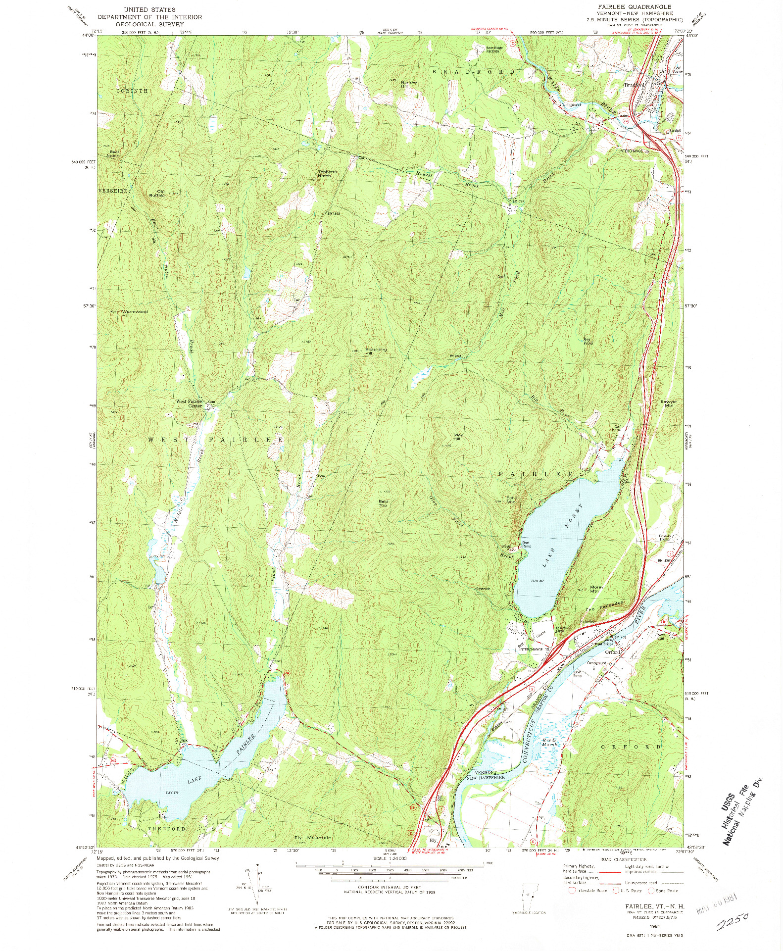 USGS 1:24000-SCALE QUADRANGLE FOR FAIRLEE, VT 1981