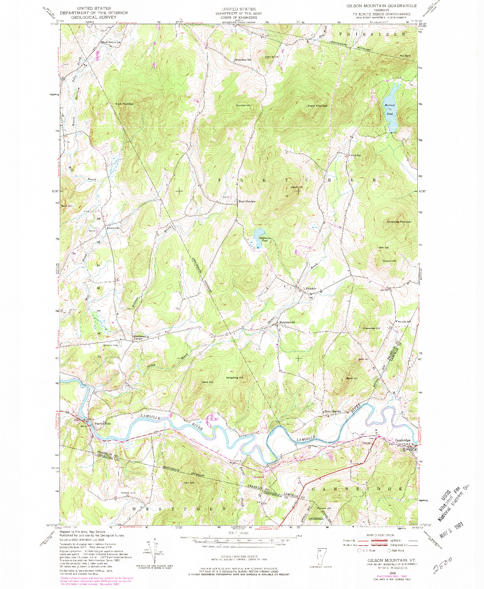 USGS 1:24000-SCALE QUADRANGLE FOR GILSON MOUNTAIN, VT 1948