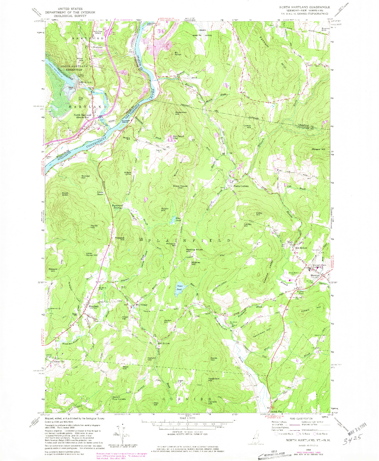 USGS 1:24000-SCALE QUADRANGLE FOR NORTH HARTLAND, VT 1959