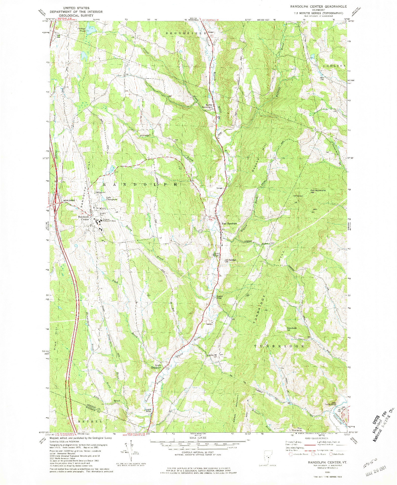 USGS 1:24000-SCALE QUADRANGLE FOR RANDOLPH CENTER, VT 1981