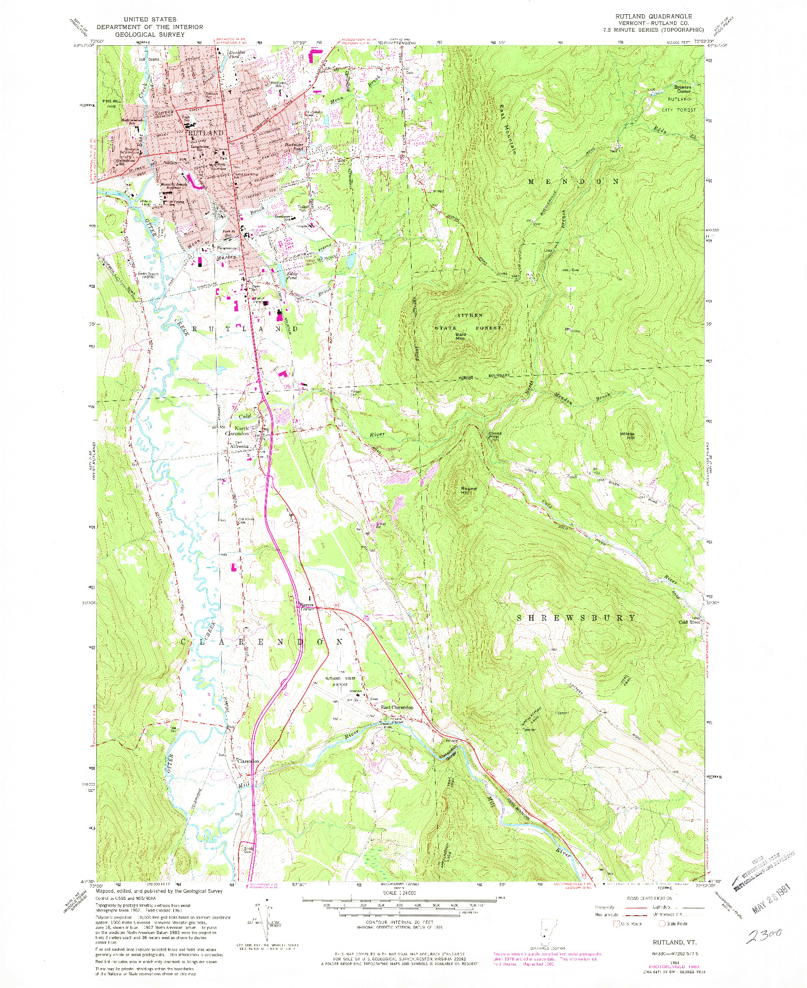 USGS 1:24000-SCALE QUADRANGLE FOR RUTLAND, VT 1961