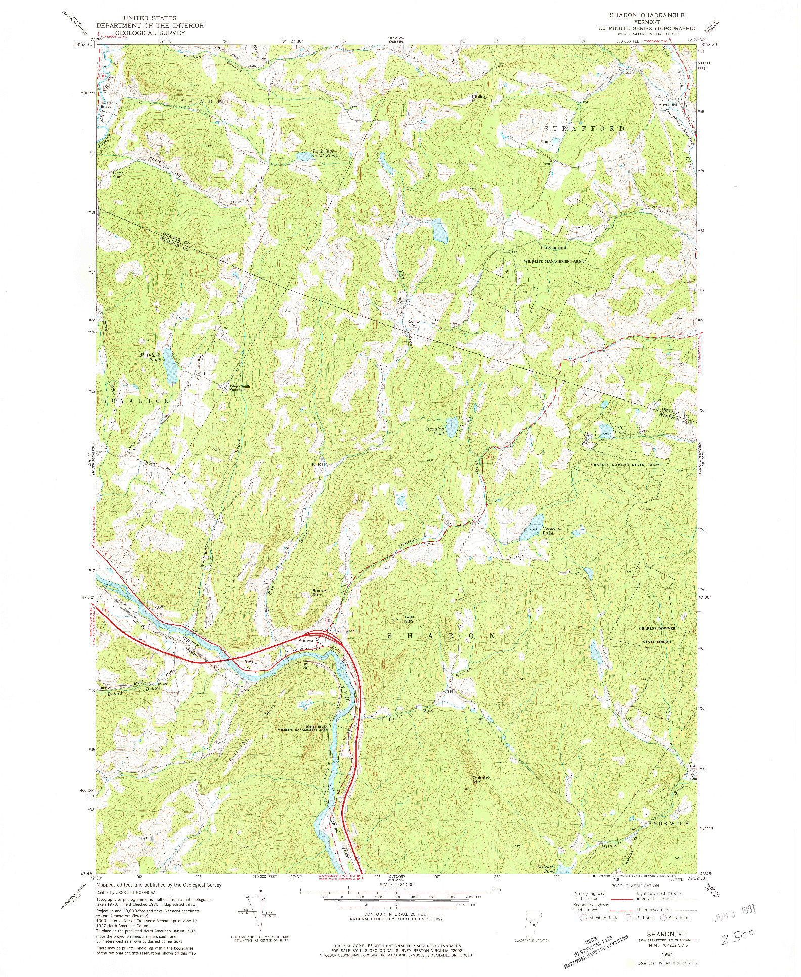 USGS 1:24000-SCALE QUADRANGLE FOR SHARON, VT 1981