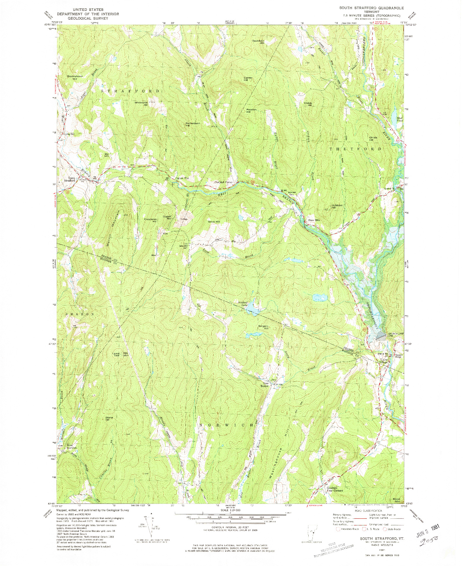 USGS 1:24000-SCALE QUADRANGLE FOR SOUTH STRAFFORD, VT 1981