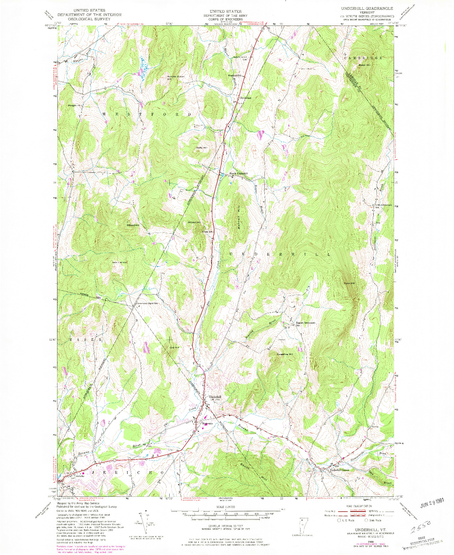 USGS 1:24000-SCALE QUADRANGLE FOR UNDERHILL, VT 1948