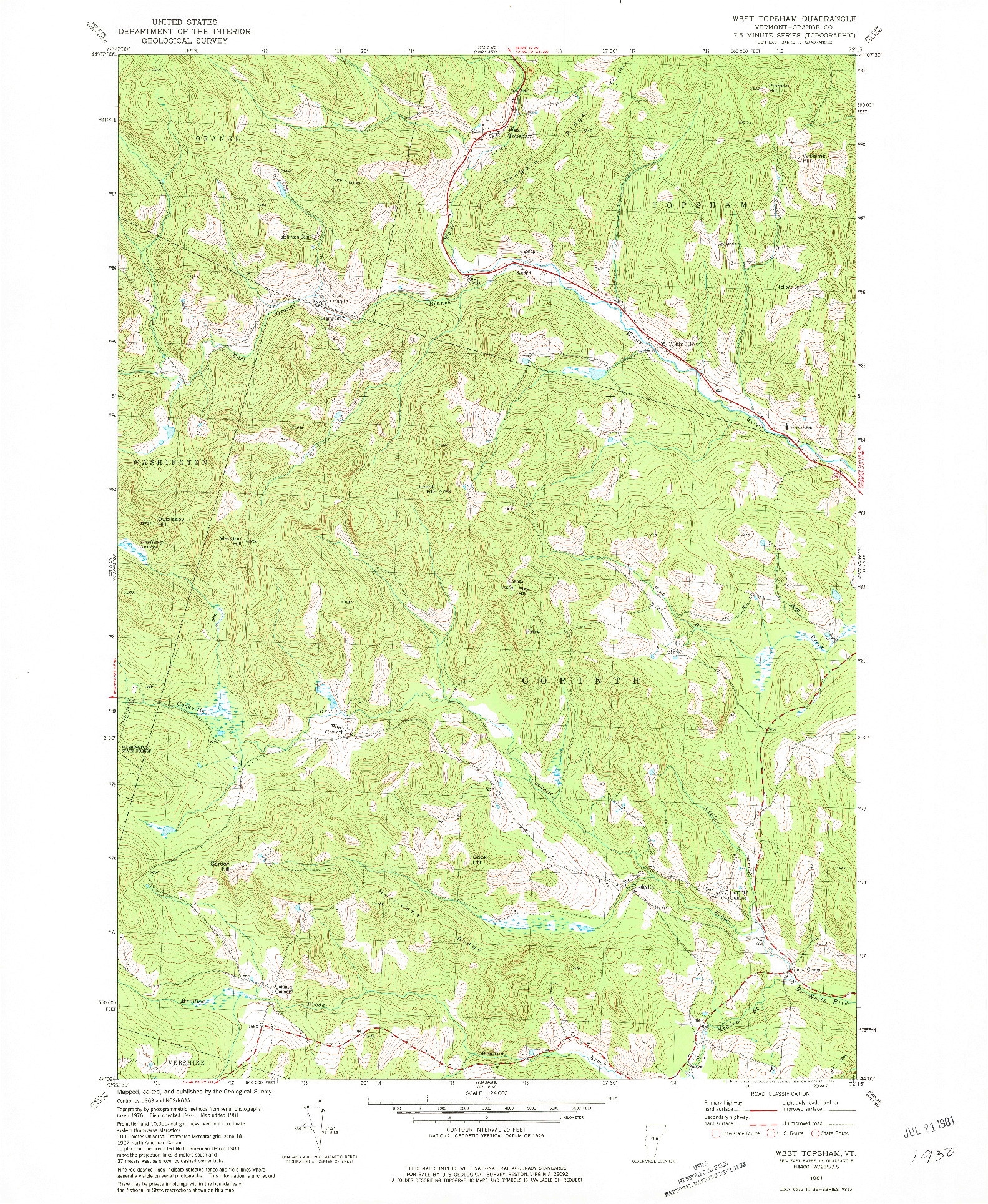 USGS 1:24000-SCALE QUADRANGLE FOR WEST TOPSHAM, VT 1981