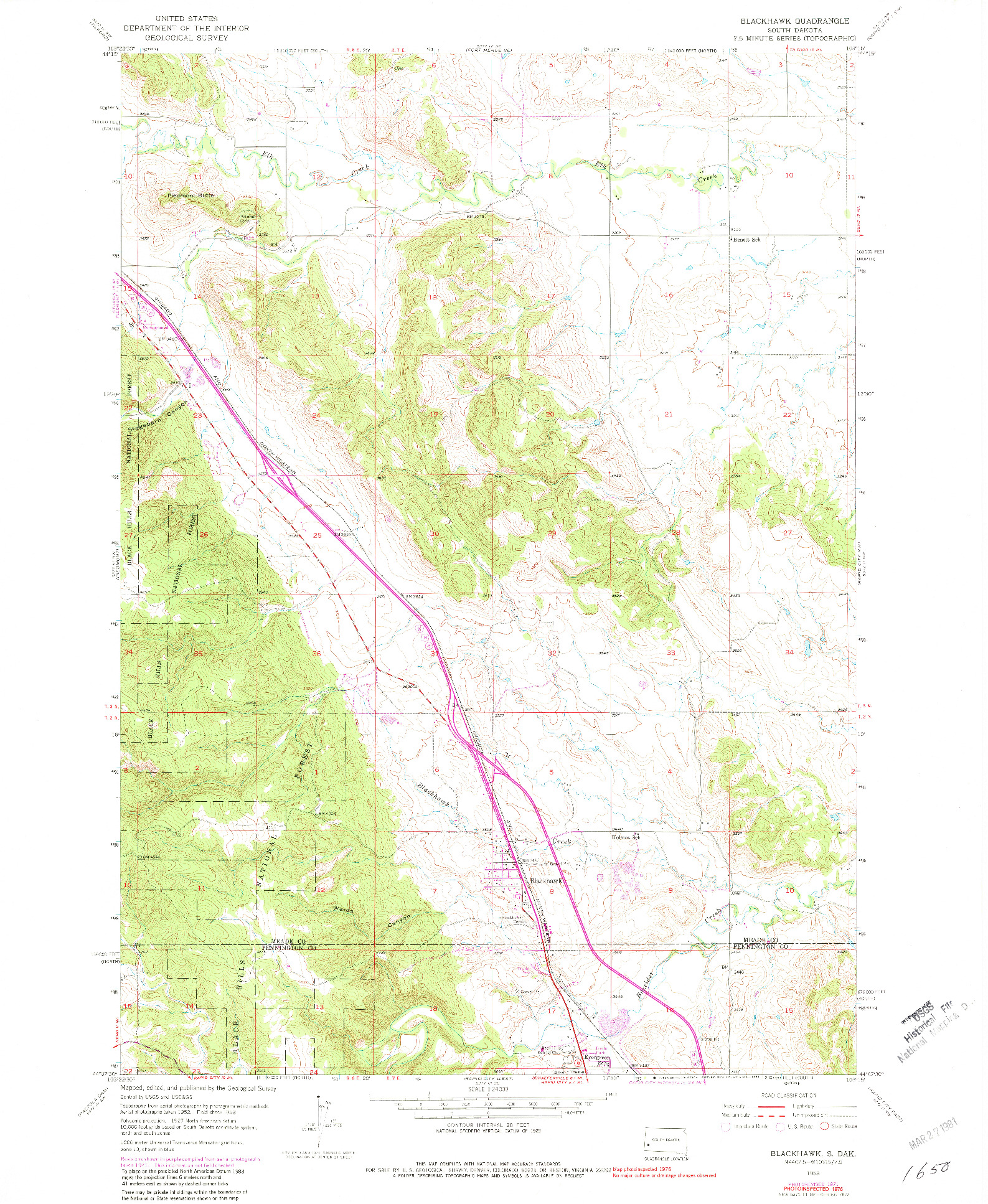 USGS 1:24000-SCALE QUADRANGLE FOR BLACKHAWK, SD 1953