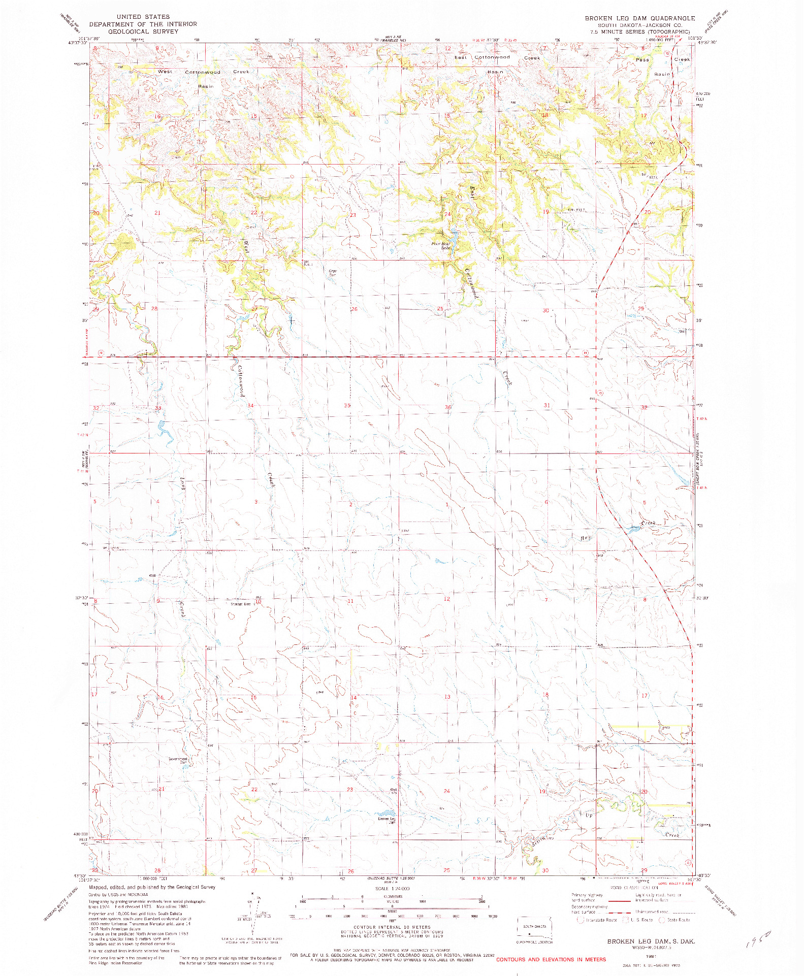 USGS 1:24000-SCALE QUADRANGLE FOR BROKEN LEG DAM, SD 1981