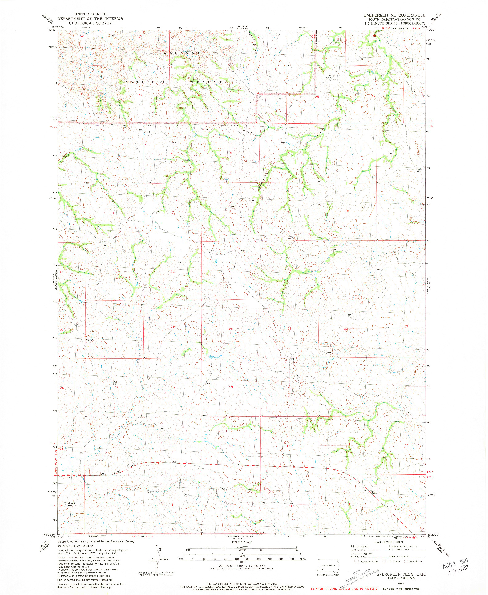 USGS 1:24000-SCALE QUADRANGLE FOR EVERGREEN NE, SD 1981