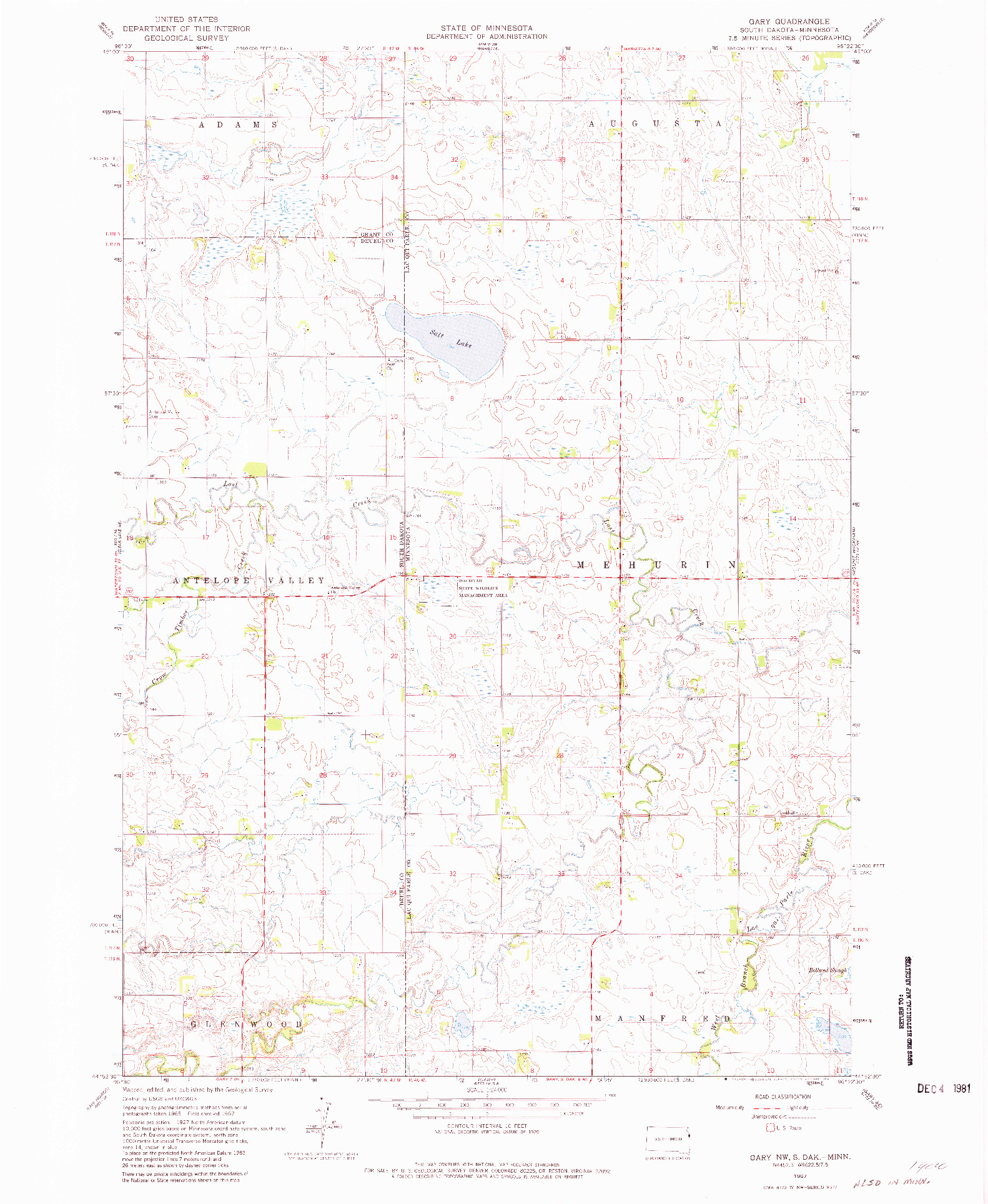 USGS 1:24000-SCALE QUADRANGLE FOR GARY NW, SD 1967