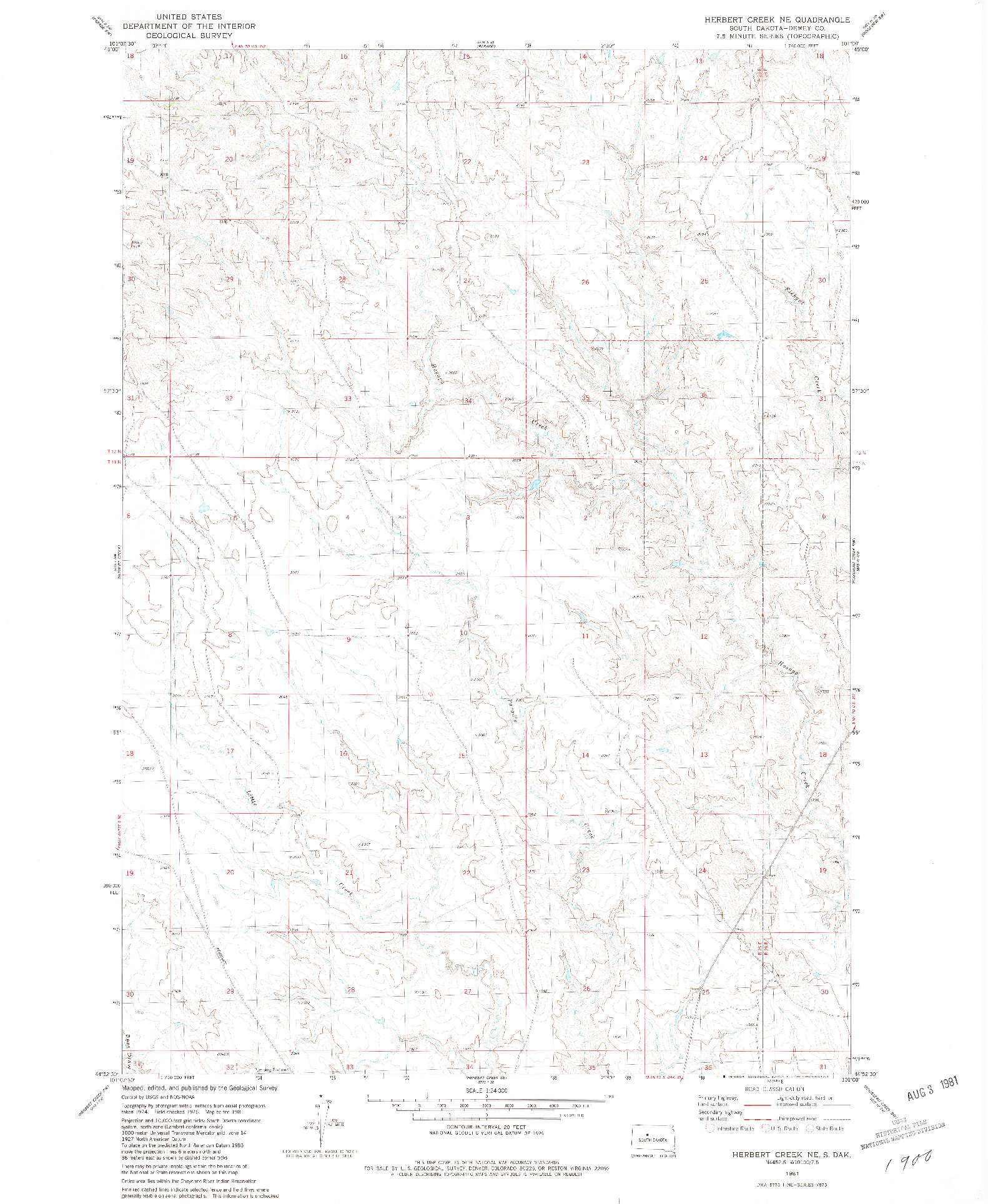 USGS 1:24000-SCALE QUADRANGLE FOR HERBERT CREEK NE, SD 1981