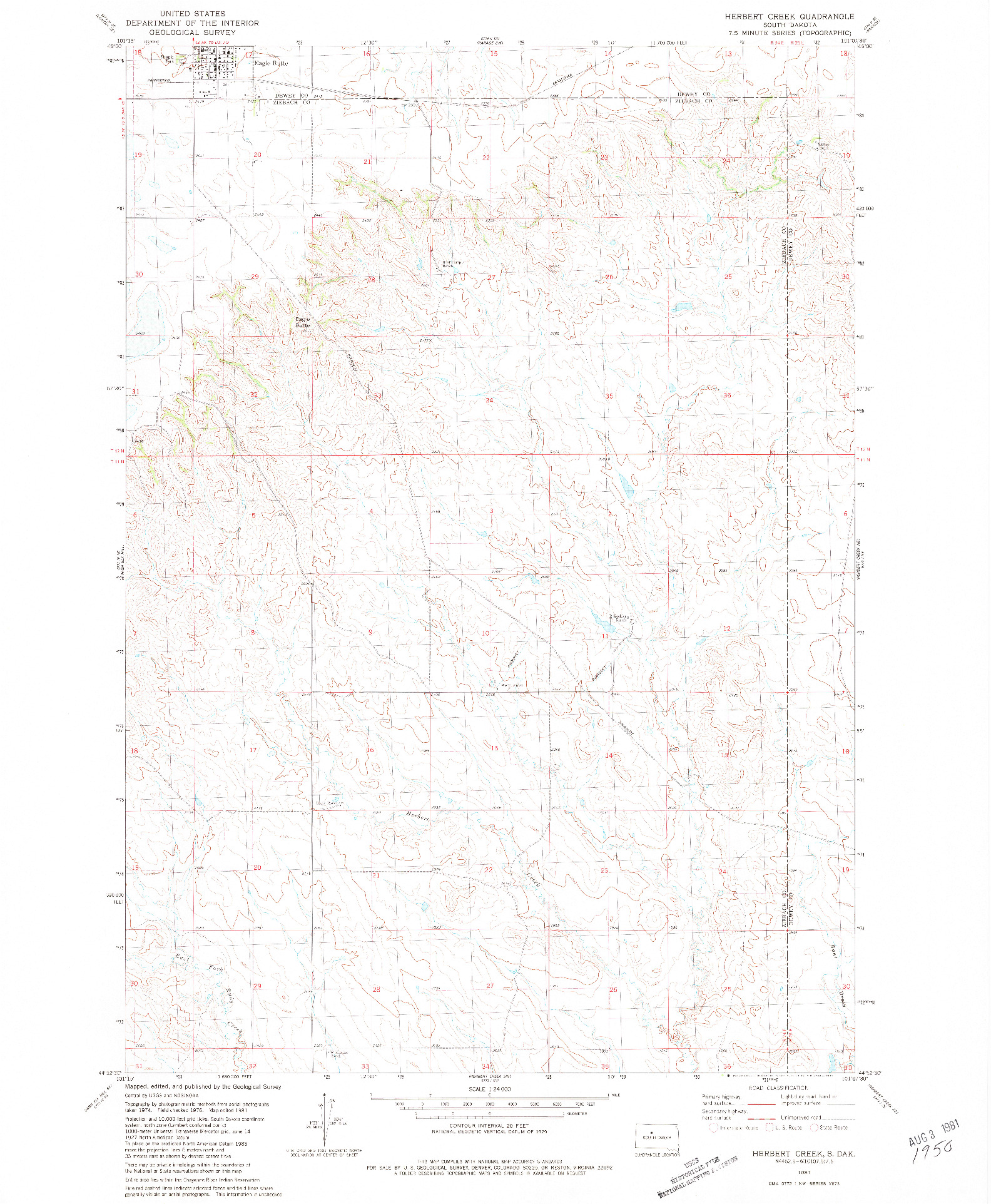 USGS 1:24000-SCALE QUADRANGLE FOR HERBERT CREEK, SD 1981