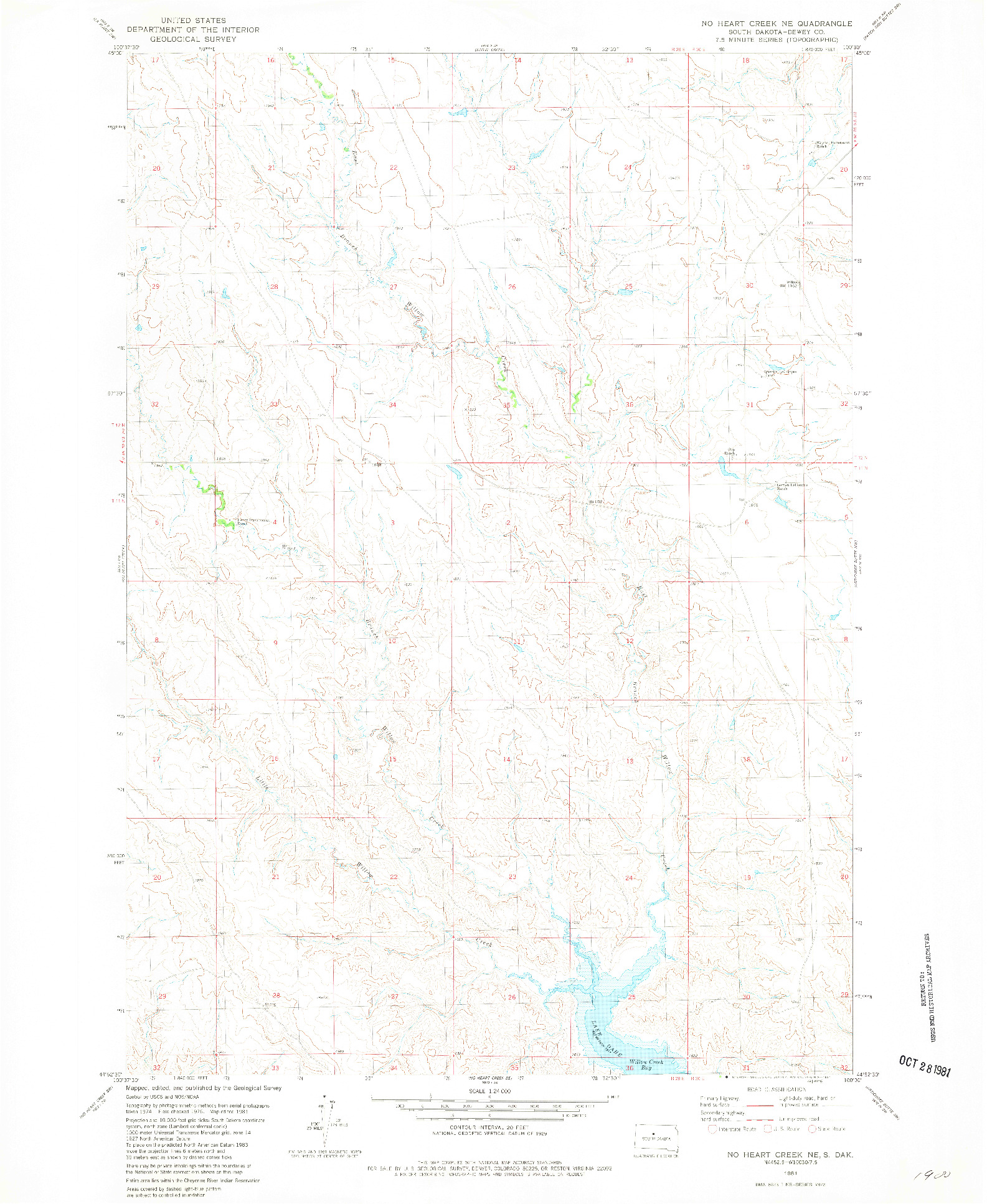 USGS 1:24000-SCALE QUADRANGLE FOR NO HEART CREEK NE, SD 1981