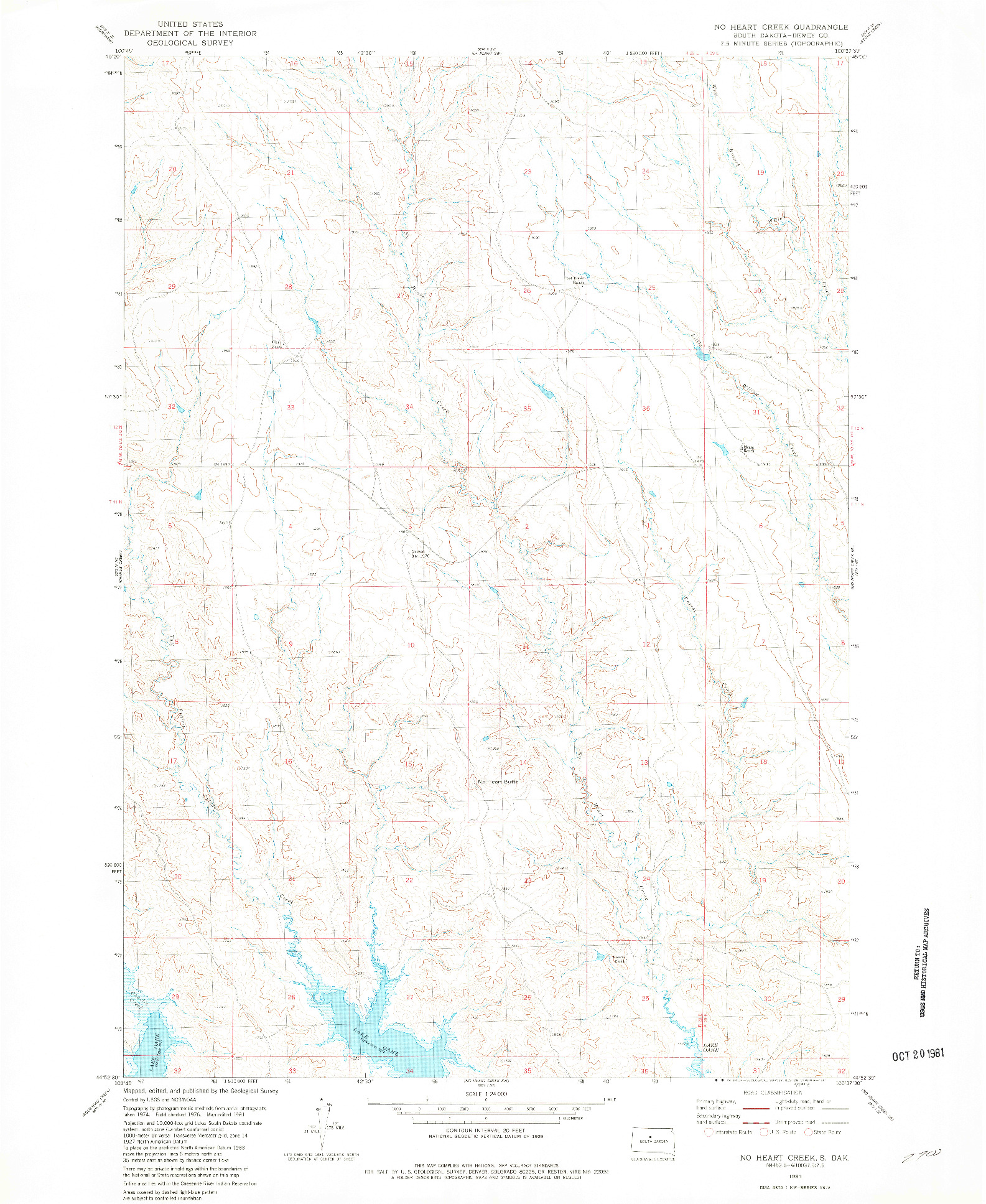 USGS 1:24000-SCALE QUADRANGLE FOR NO HEART CREEK, SD 1981