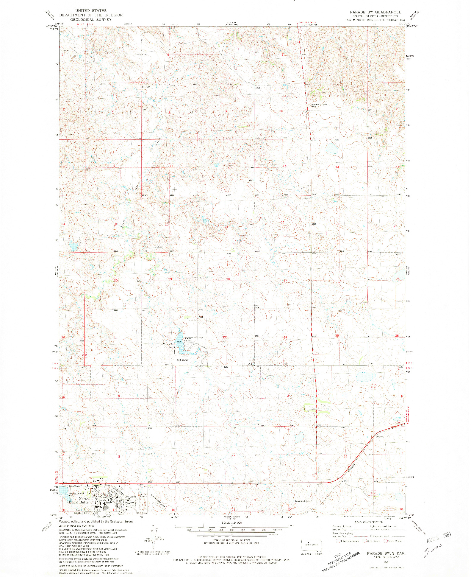 USGS 1:24000-SCALE QUADRANGLE FOR PARADE SW, SD 1981