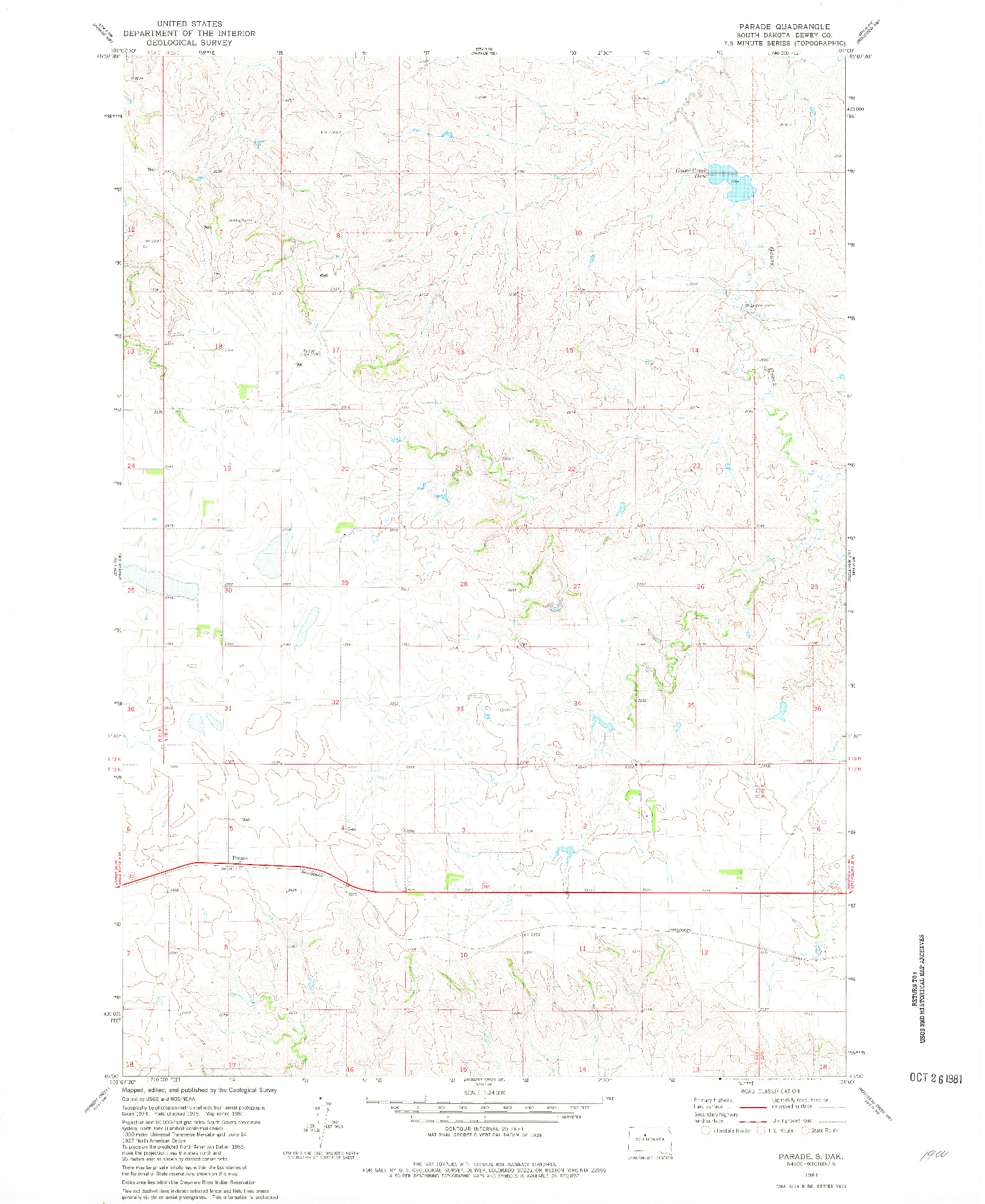 USGS 1:24000-SCALE QUADRANGLE FOR PARADE, SD 1981