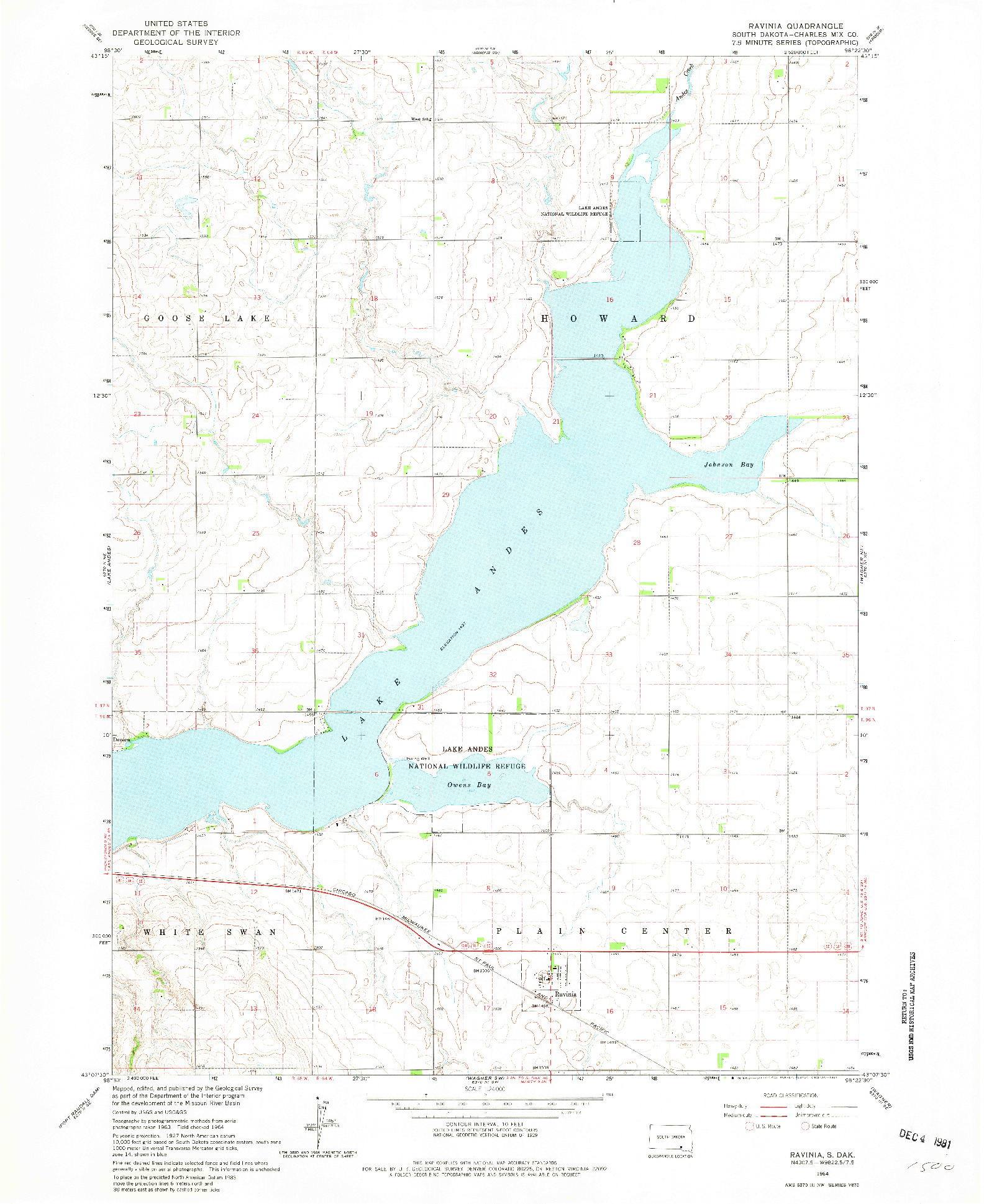 USGS 1:24000-SCALE QUADRANGLE FOR RAVINIA, SD 1964