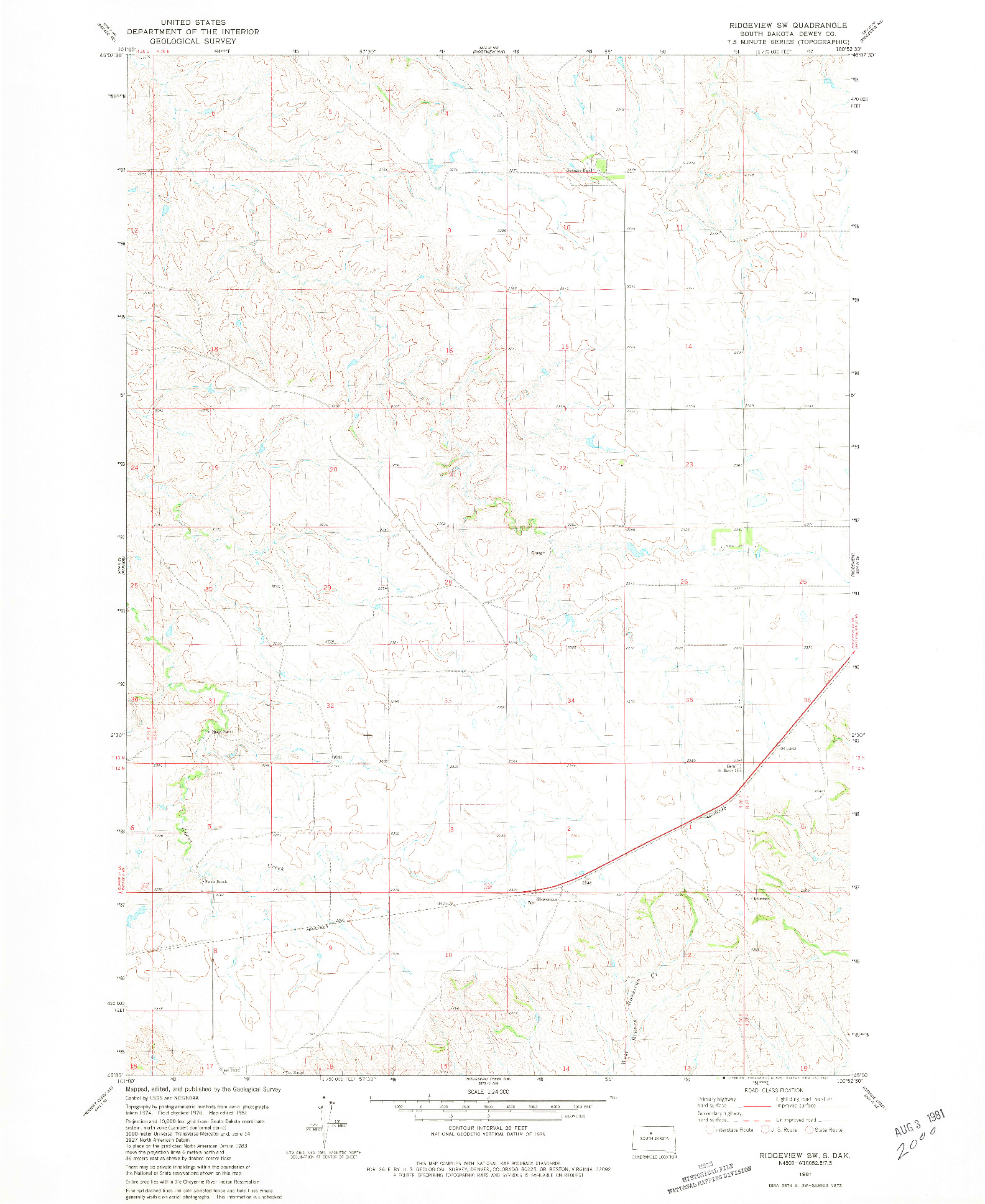 USGS 1:24000-SCALE QUADRANGLE FOR RIDGEVIEW SW, SD 1981
