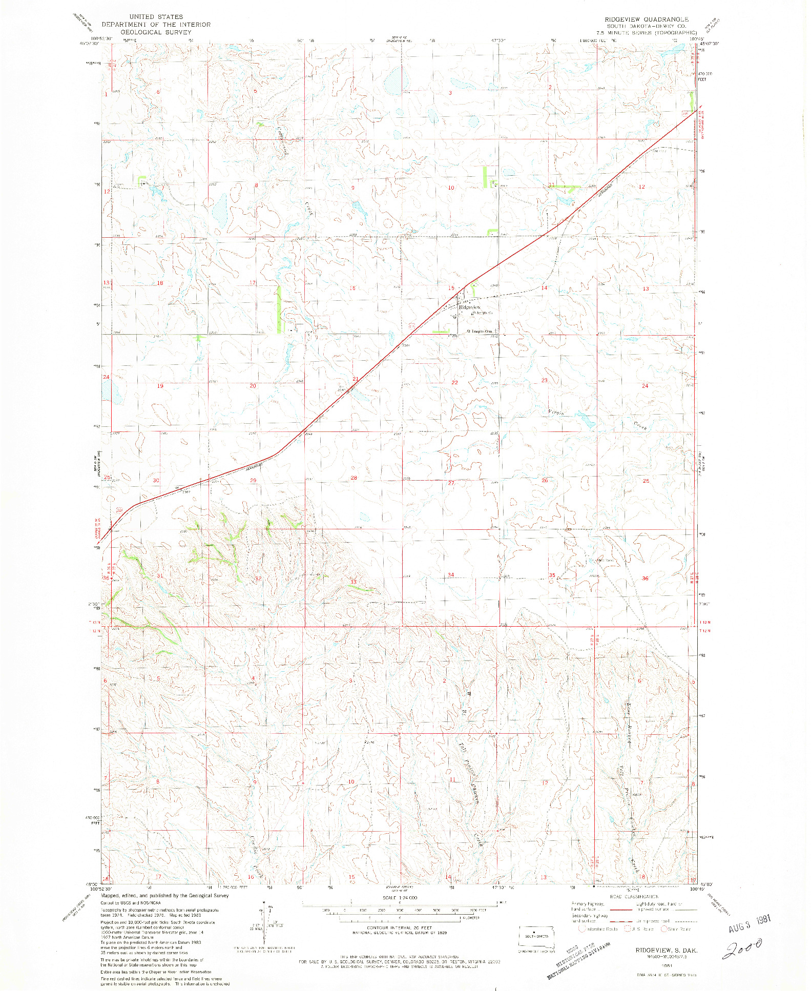 USGS 1:24000-SCALE QUADRANGLE FOR RIDGEVIEW, SD 1981
