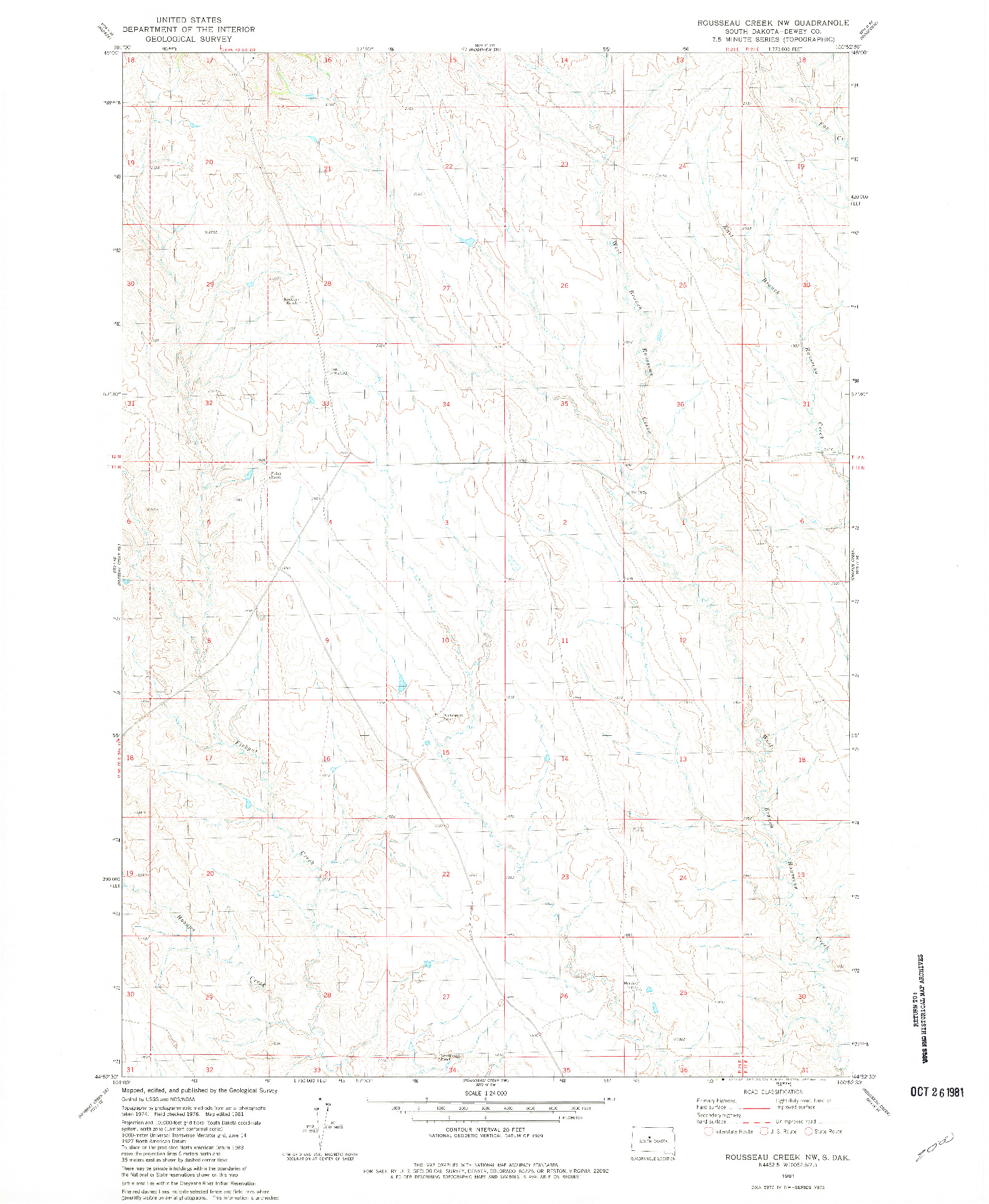 USGS 1:24000-SCALE QUADRANGLE FOR ROUSSEAU CREEK NW, SD 1981