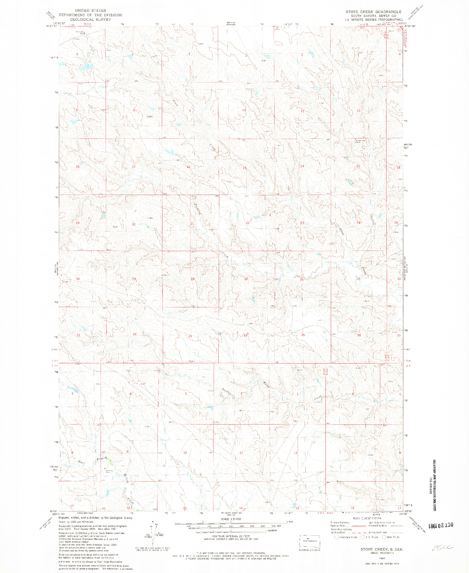 USGS 1:24000-SCALE QUADRANGLE FOR STOVE CREEK, SD 1981