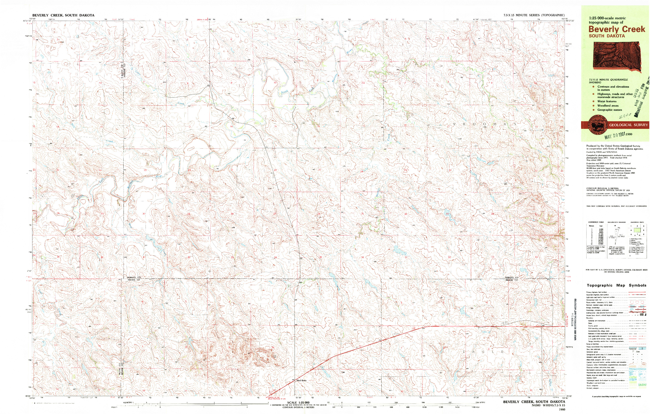 USGS 1:25000-SCALE QUADRANGLE FOR BEVERLY CREEK, SD 1980