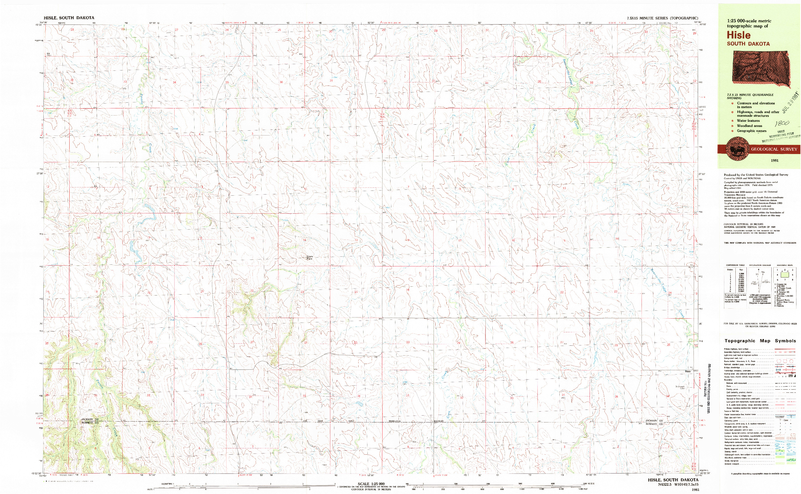 USGS 1:25000-SCALE QUADRANGLE FOR HISLE, SD 1981