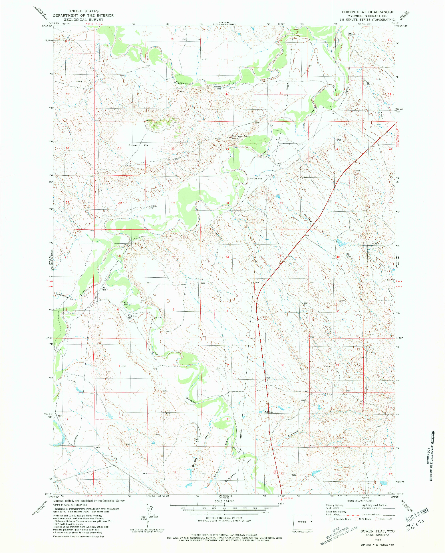 USGS 1:24000-SCALE QUADRANGLE FOR BOWEN FLAT, WY 1981