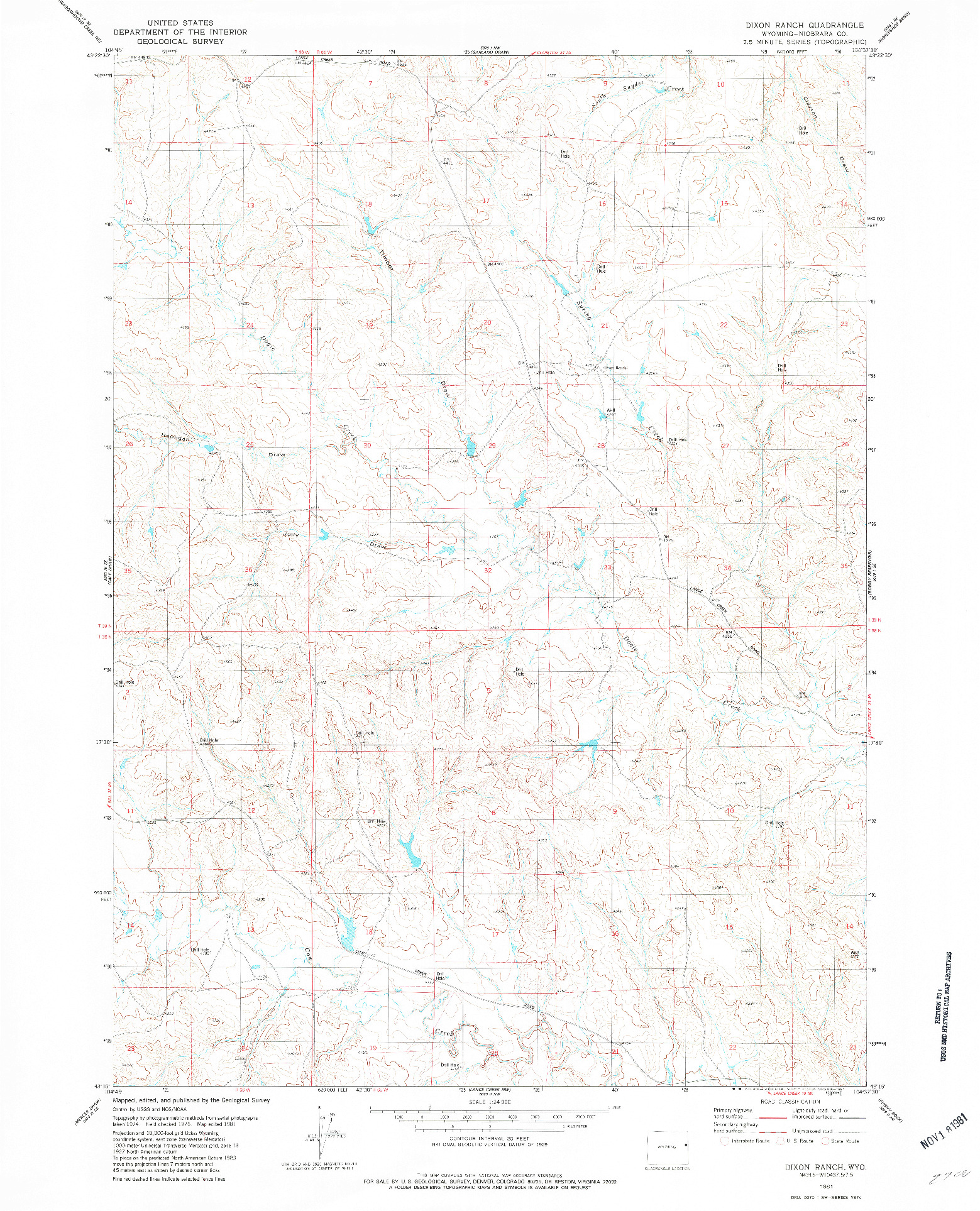 USGS 1:24000-SCALE QUADRANGLE FOR DIXON RANCH, WY 1981