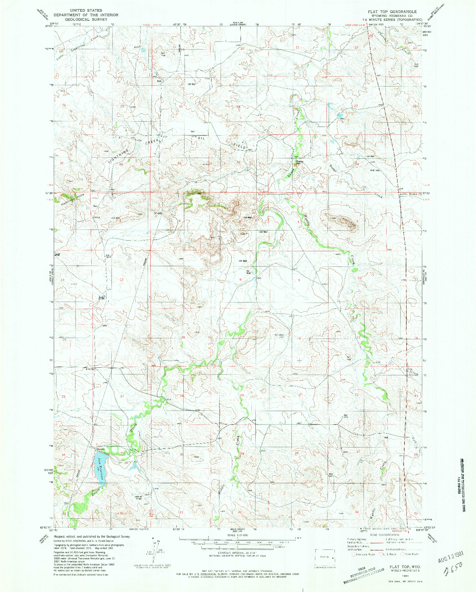 USGS 1:24000-SCALE QUADRANGLE FOR FLAT TOP, WY 1981
