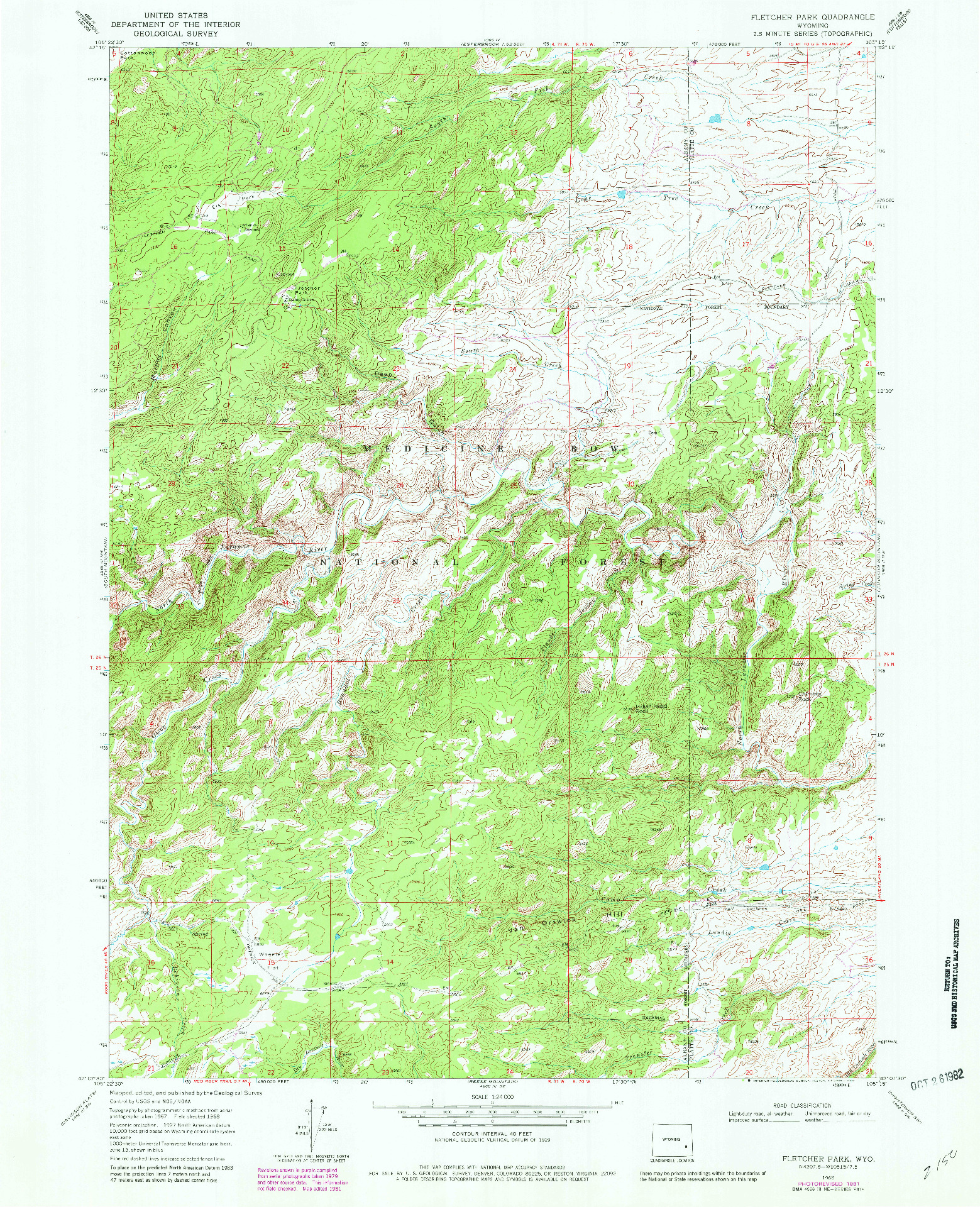 USGS 1:24000-SCALE QUADRANGLE FOR FLETCHER PARK, WY 1968