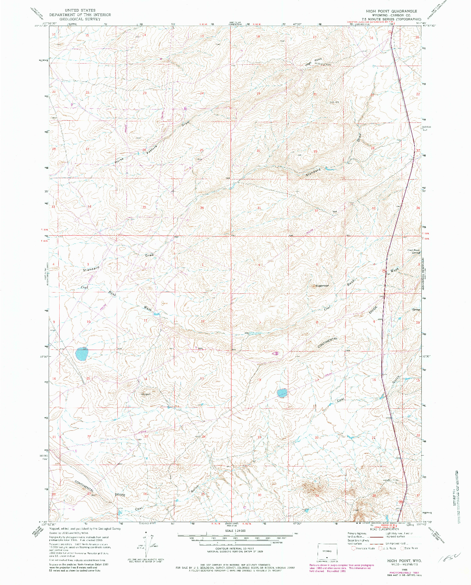USGS 1:24000-SCALE QUADRANGLE FOR HIGH POINT, WY 1966