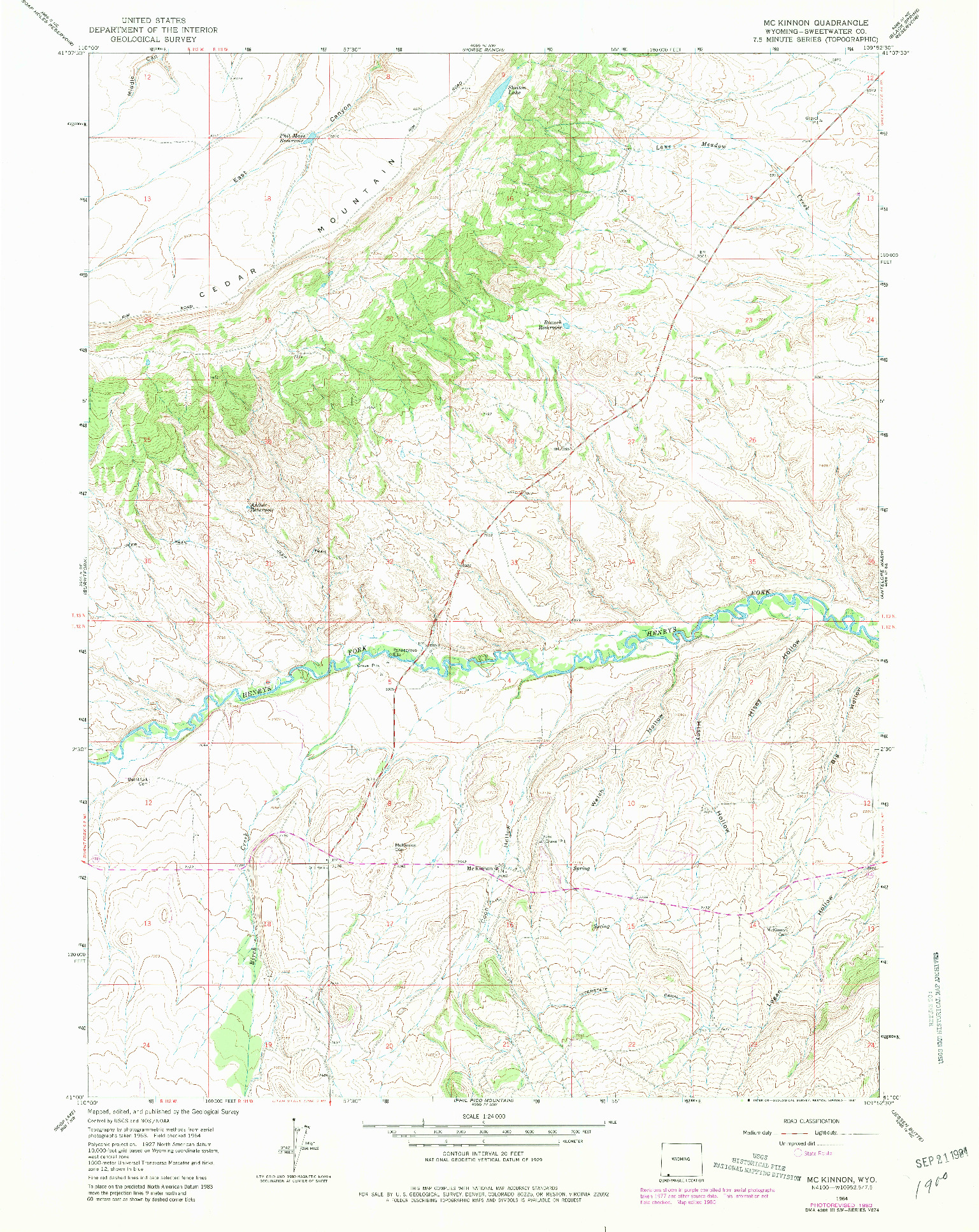USGS 1:24000-SCALE QUADRANGLE FOR MC KINNON, WY 1964