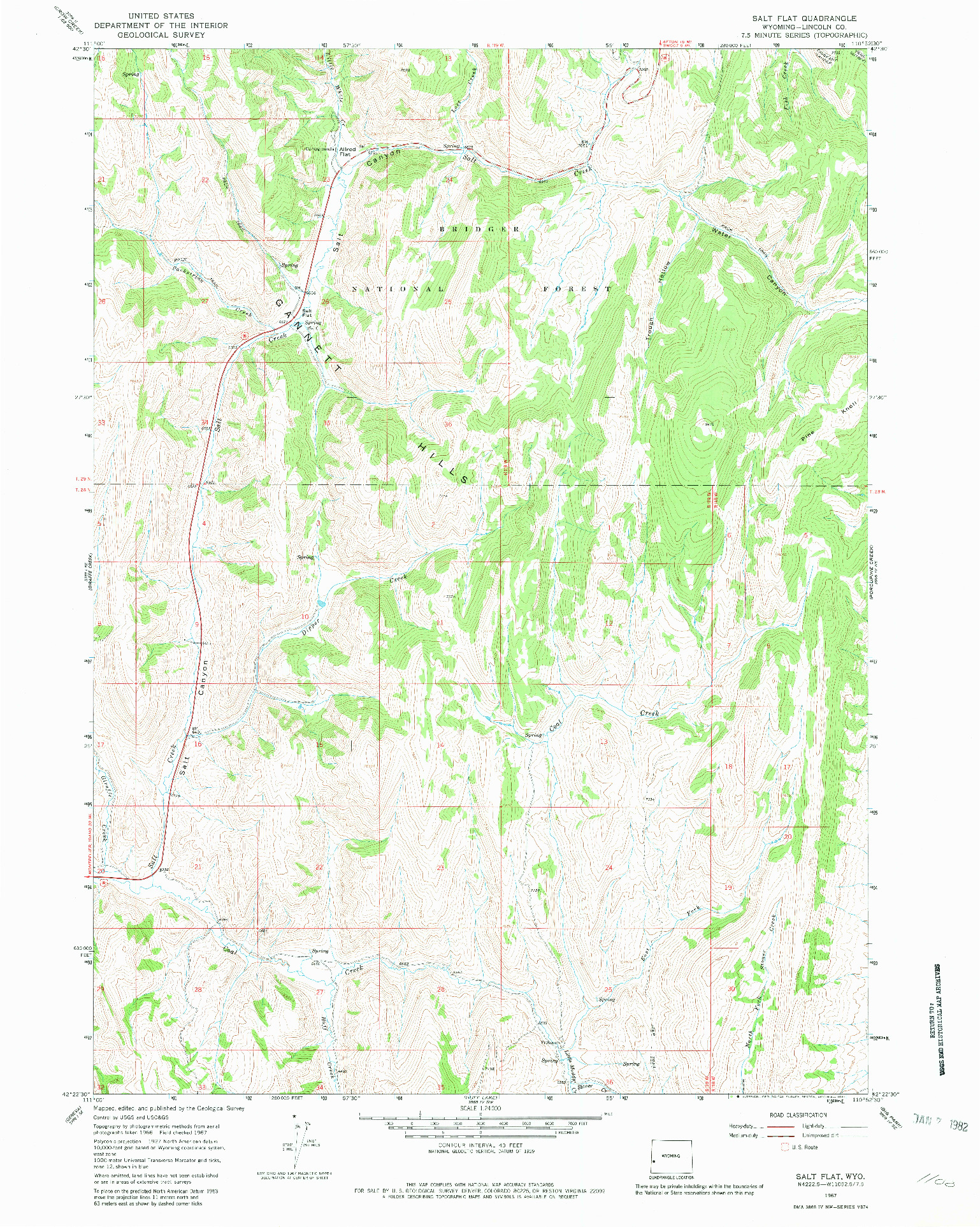 USGS 1:24000-SCALE QUADRANGLE FOR SALT FLAT, WY 1967