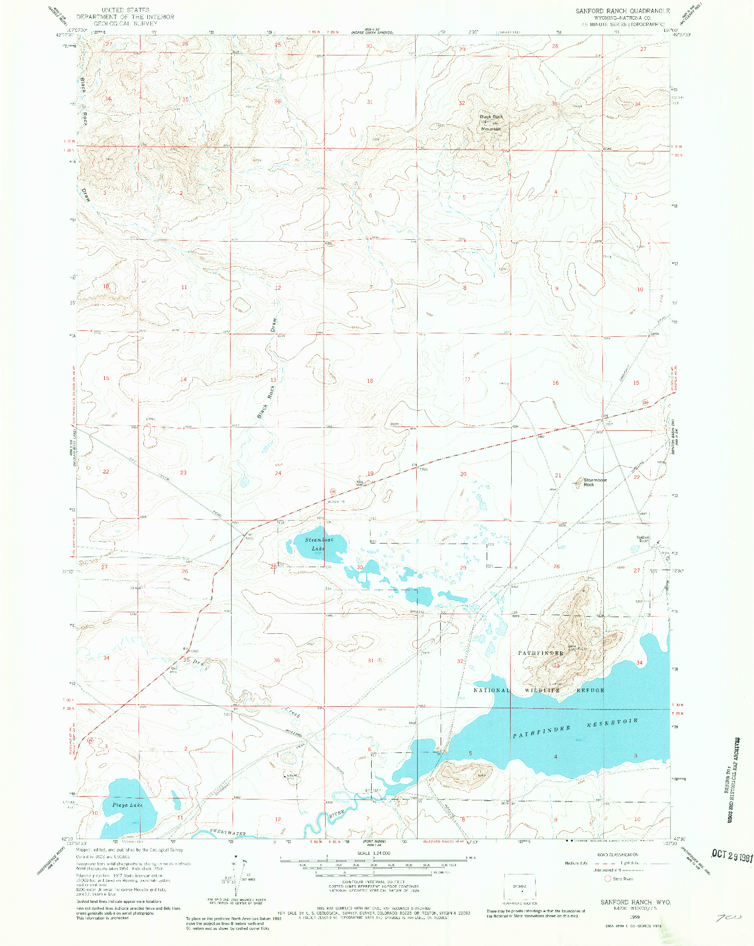 USGS 1:24000-SCALE QUADRANGLE FOR SANFORD RANCH, WY 1959