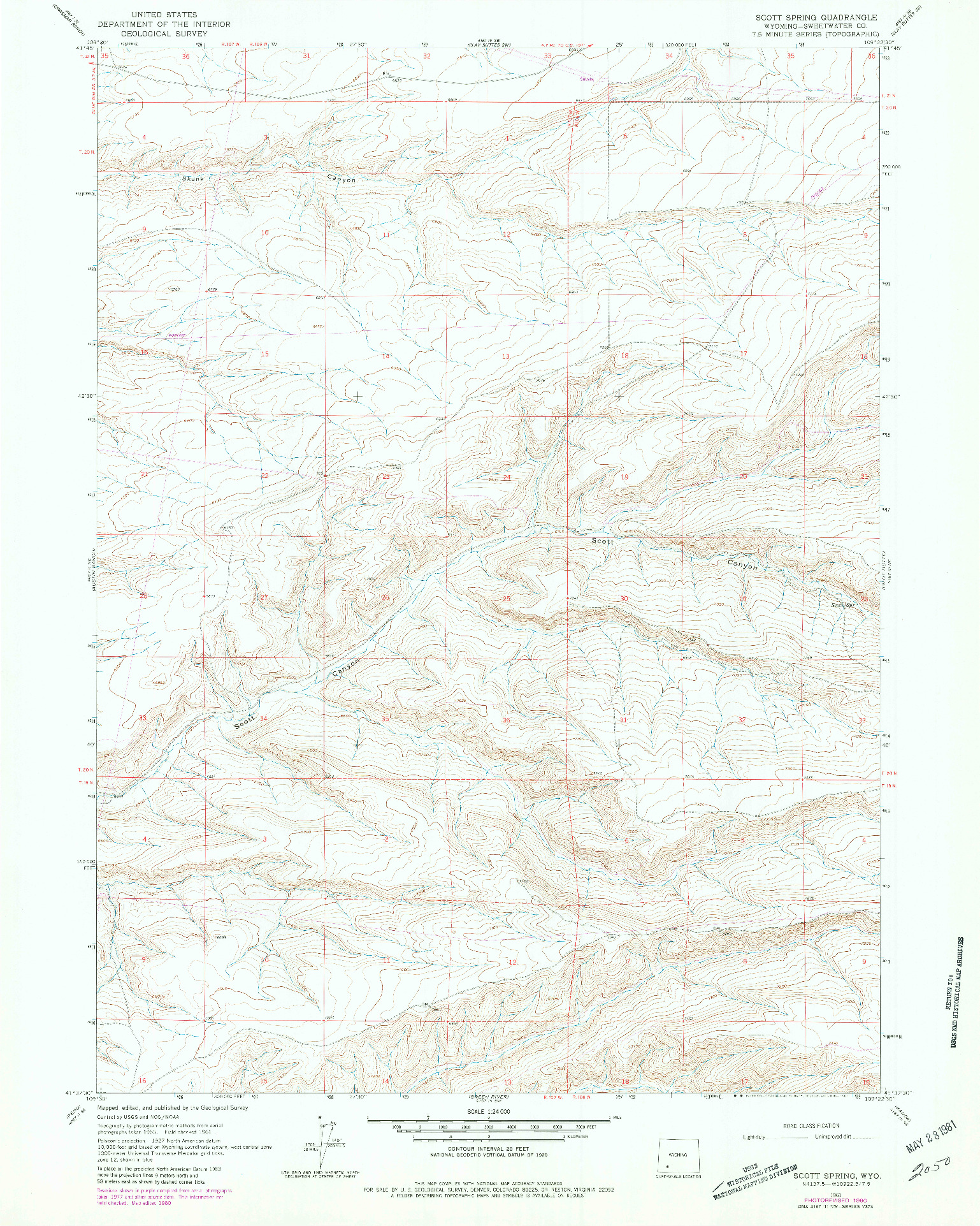USGS 1:24000-SCALE QUADRANGLE FOR SCOTT SPRING, WY 1961