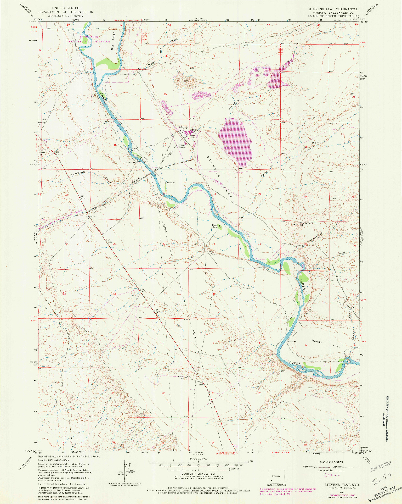 USGS 1:24000-SCALE QUADRANGLE FOR STEVENS FLAT, WY 1961