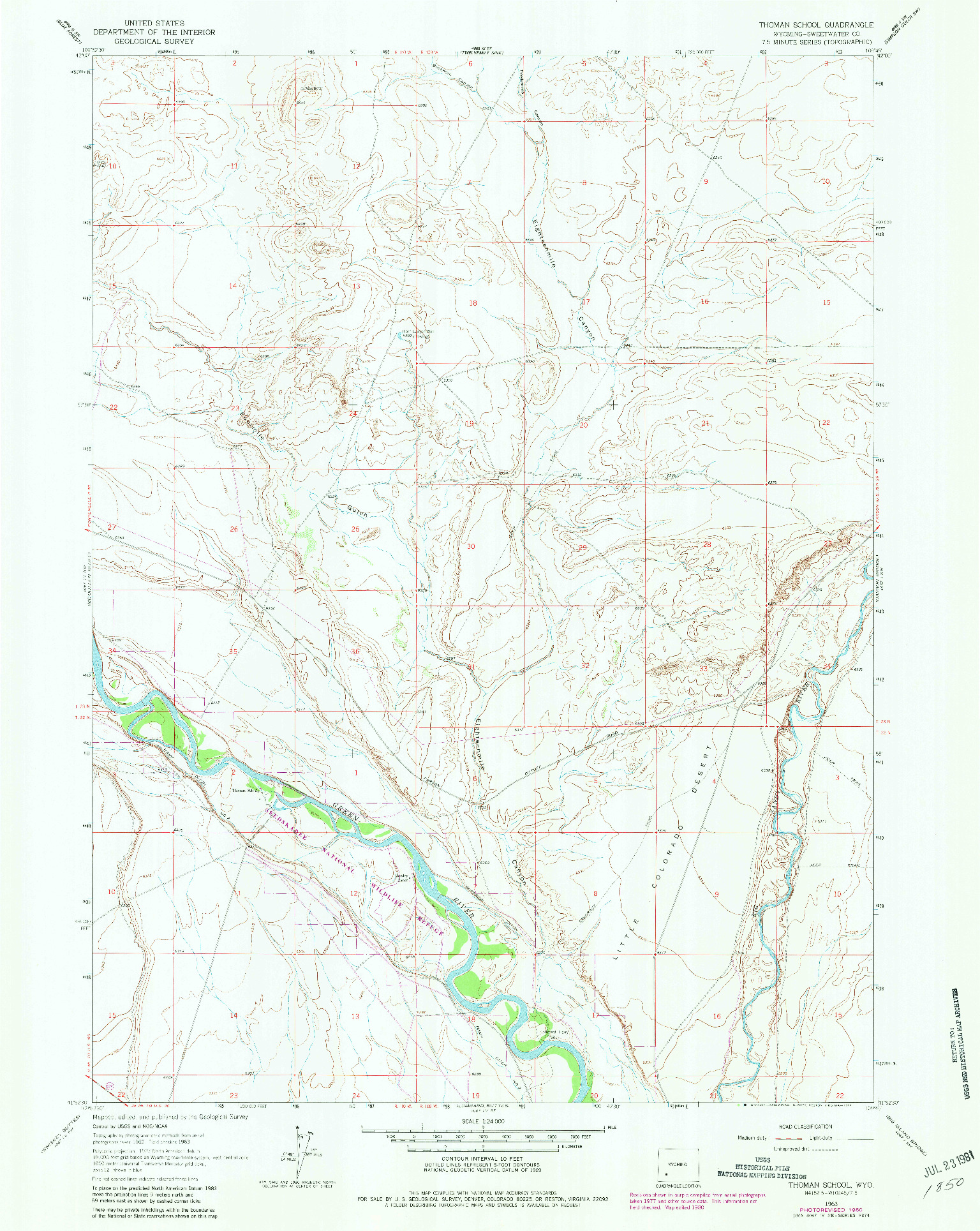 USGS 1:24000-SCALE QUADRANGLE FOR THOMAN SCHOOL, WY 1963