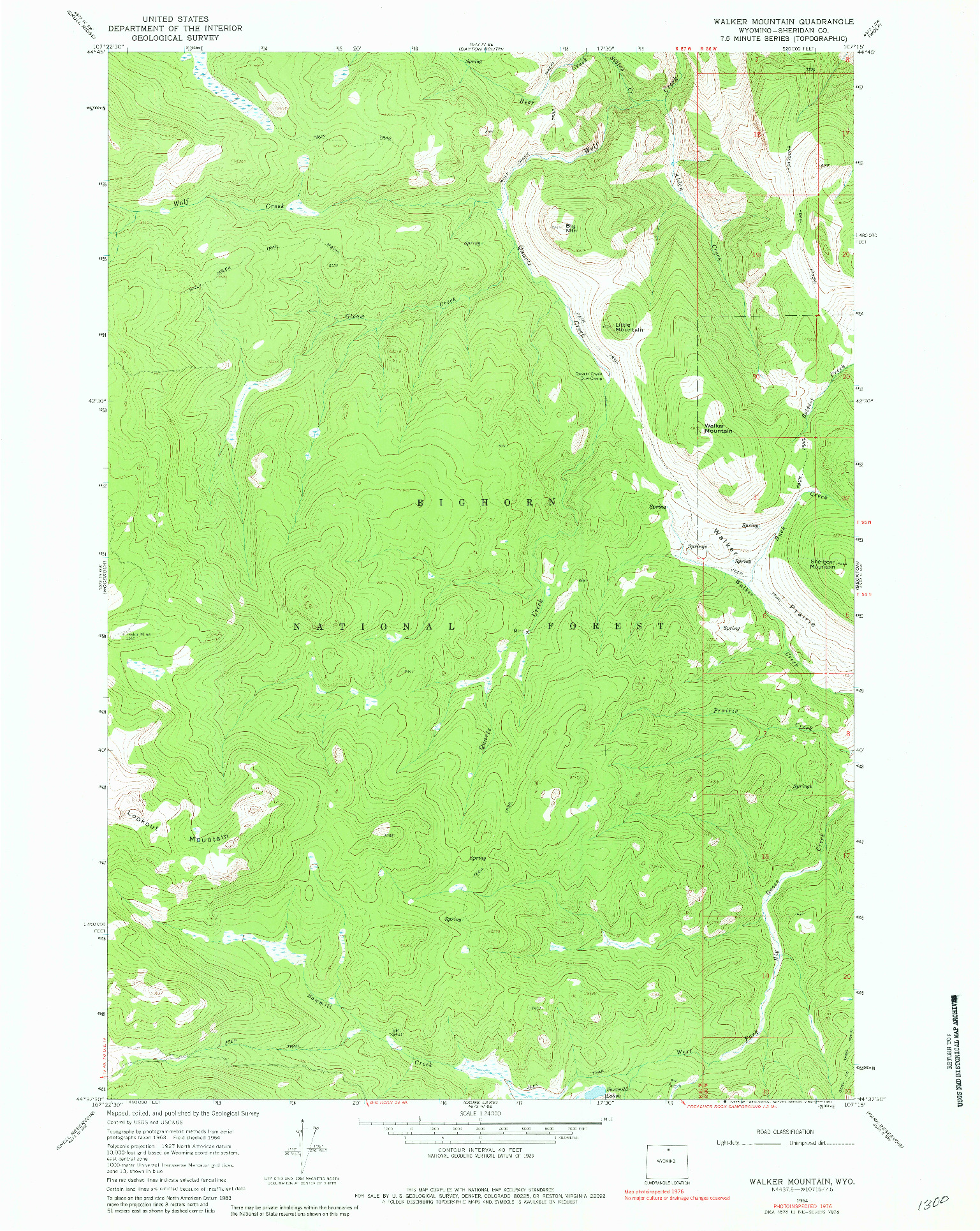 USGS 1:24000-SCALE QUADRANGLE FOR WALKER MOUNTAIN, WY 1964