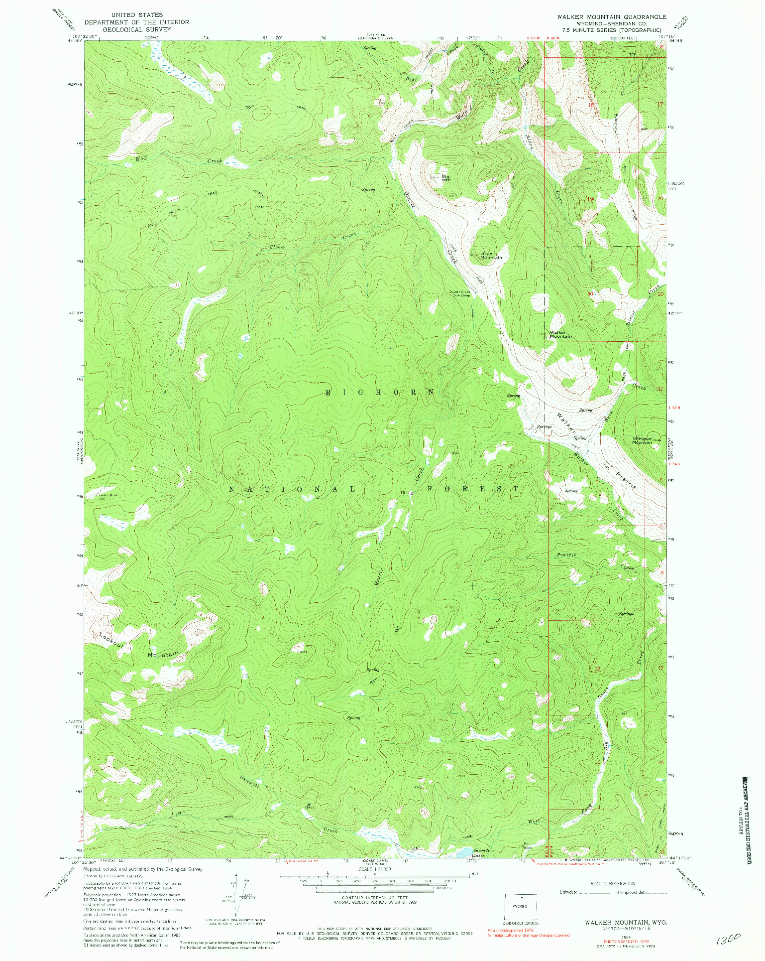 USGS 1:24000-SCALE QUADRANGLE FOR WALKER MOUNTAIN, WY 1964