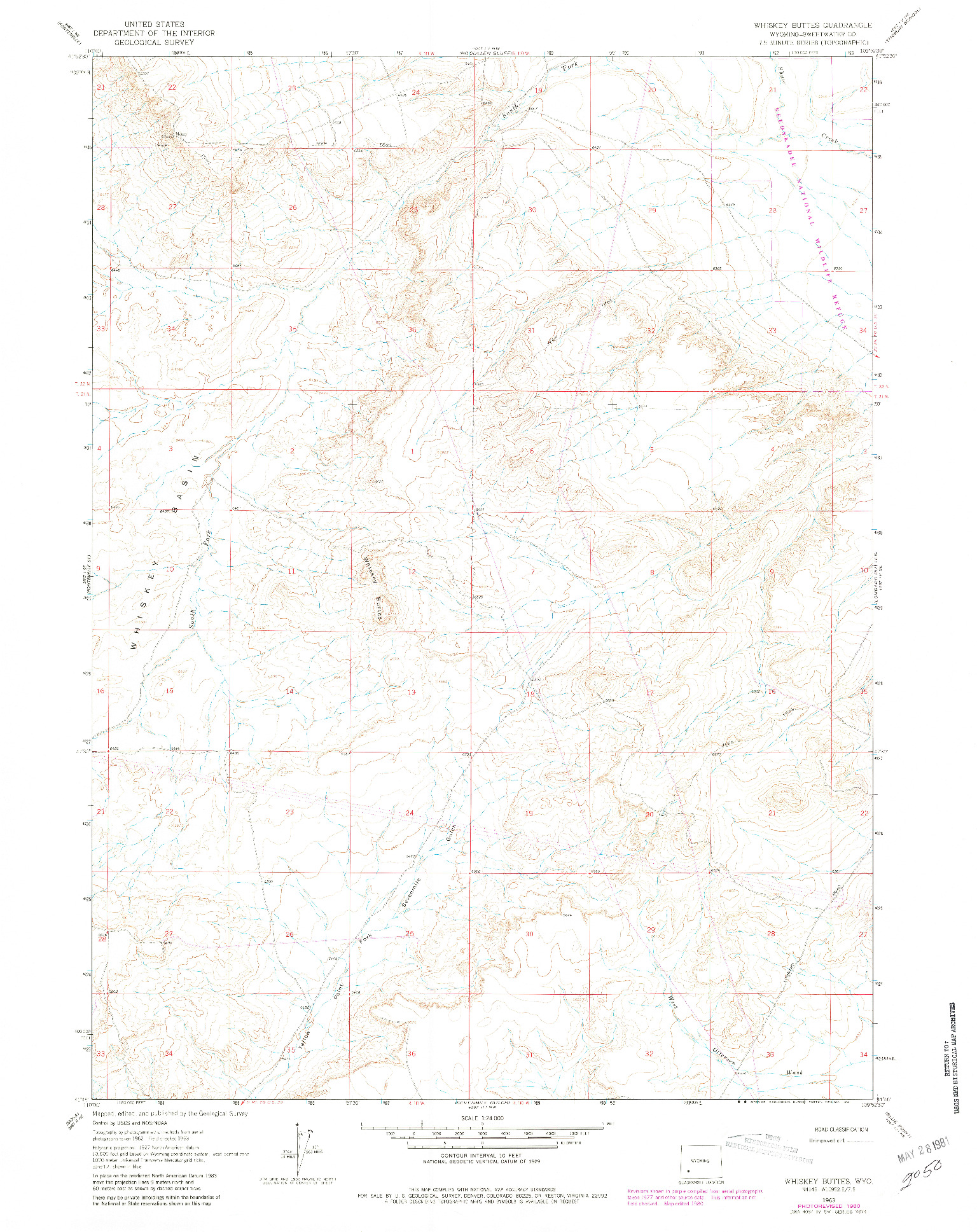 USGS 1:24000-SCALE QUADRANGLE FOR WHISKEY BUTTES, WY 1963