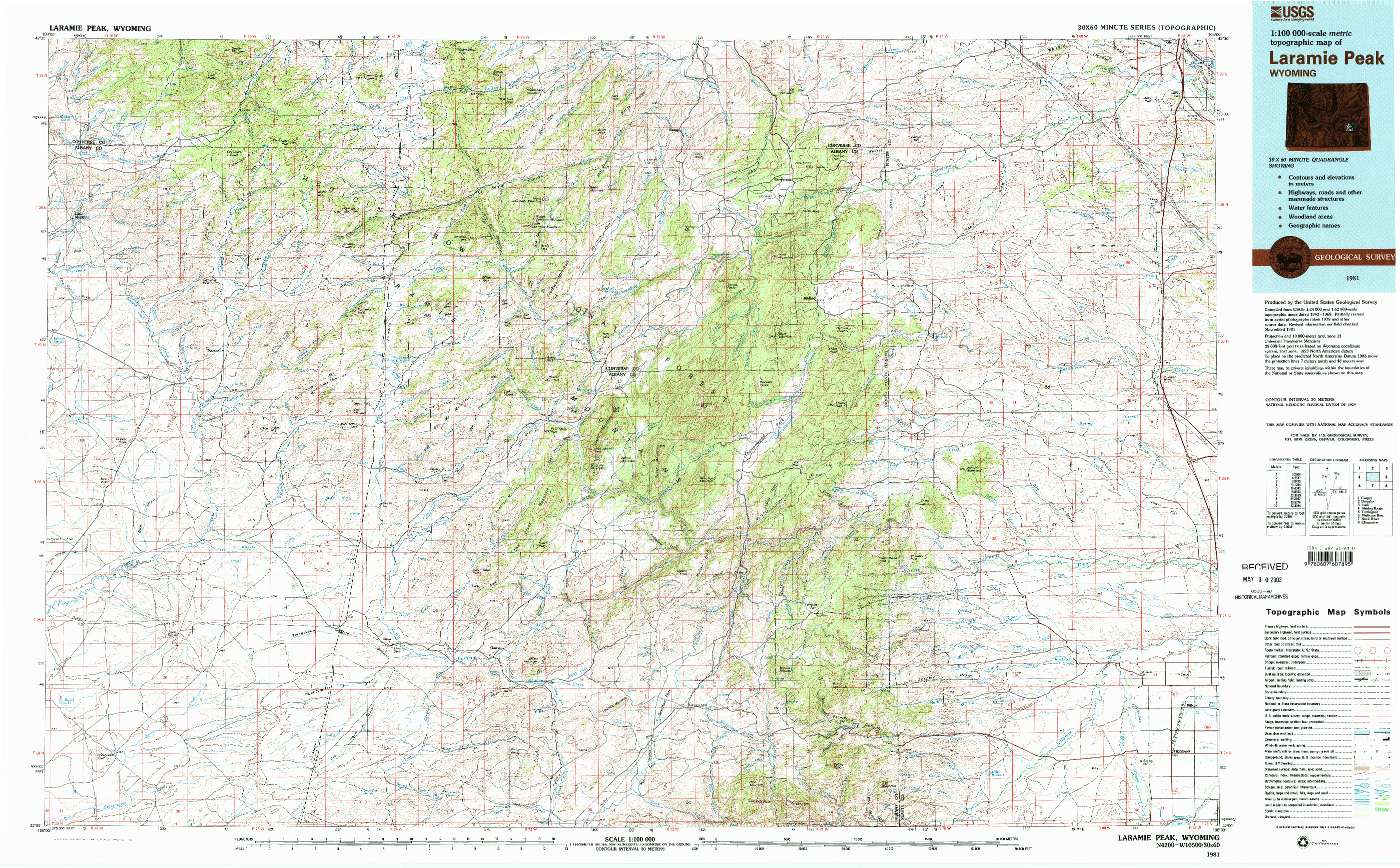 USGS 1:100000-SCALE QUADRANGLE FOR LARAMIE PEAK, WY 1981