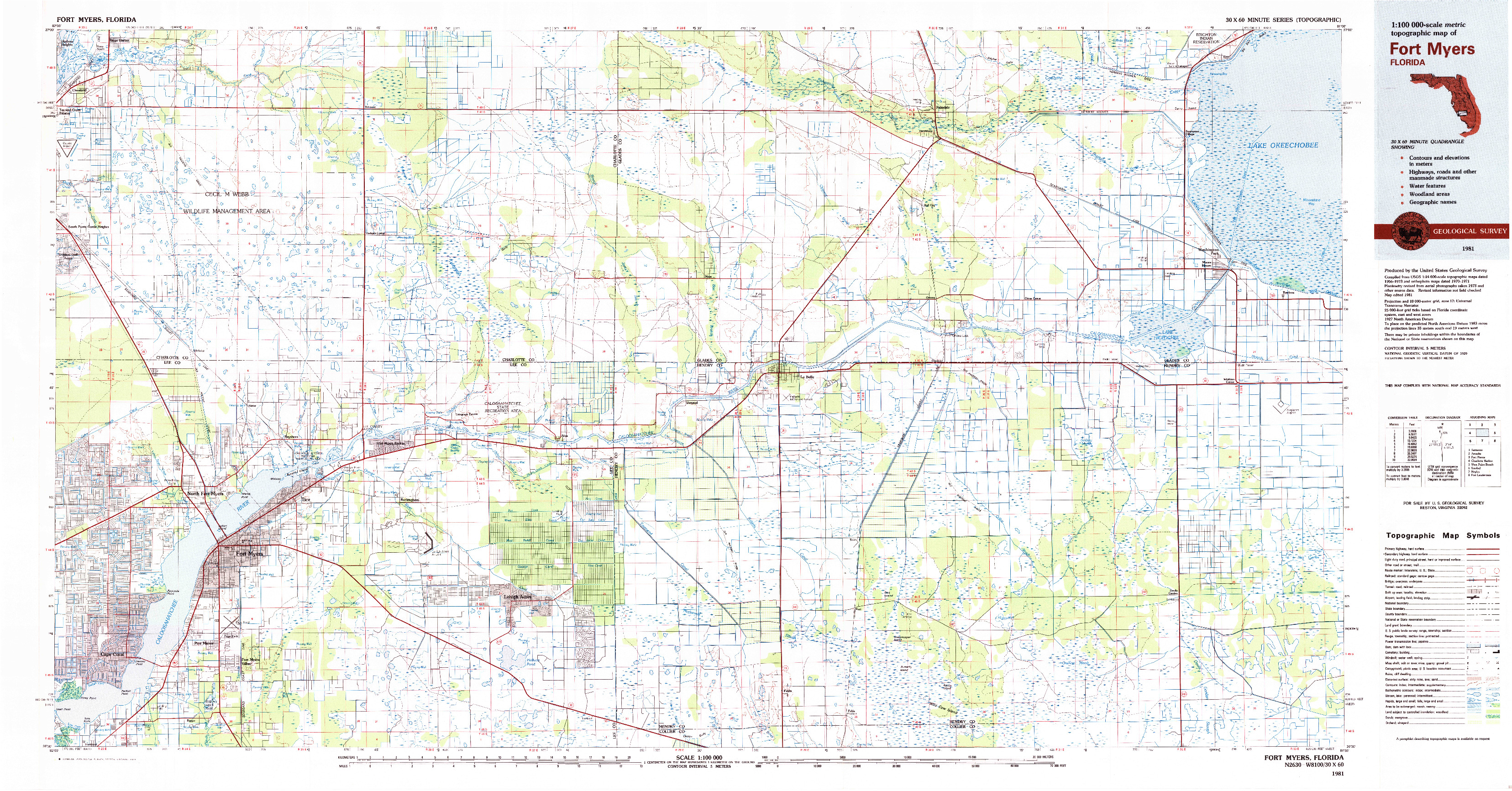 USGS 1:100000-SCALE QUADRANGLE FOR FORT MYERS, FL 1981