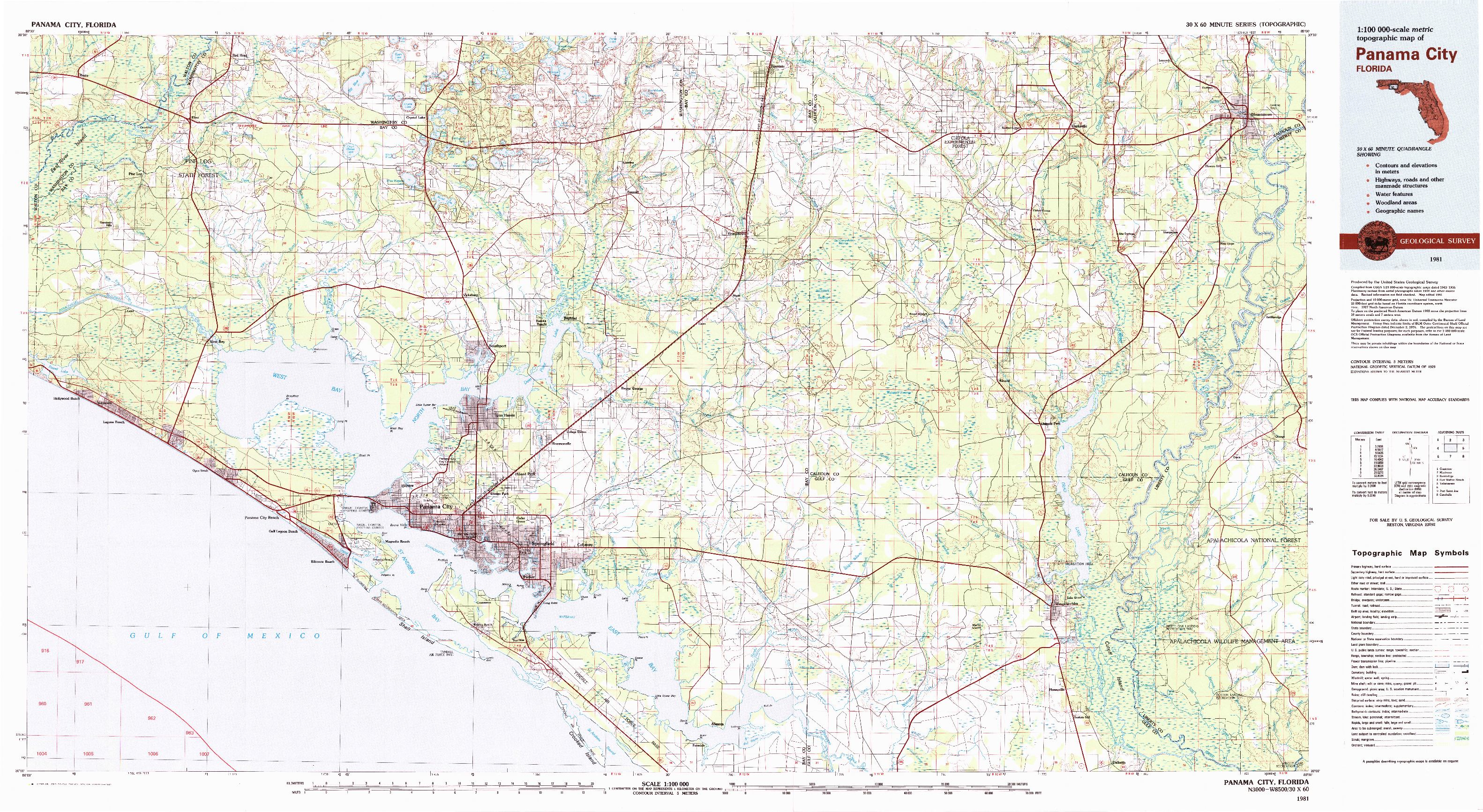 USGS 1:100000-SCALE QUADRANGLE FOR PANAMA CITY, FL 1981