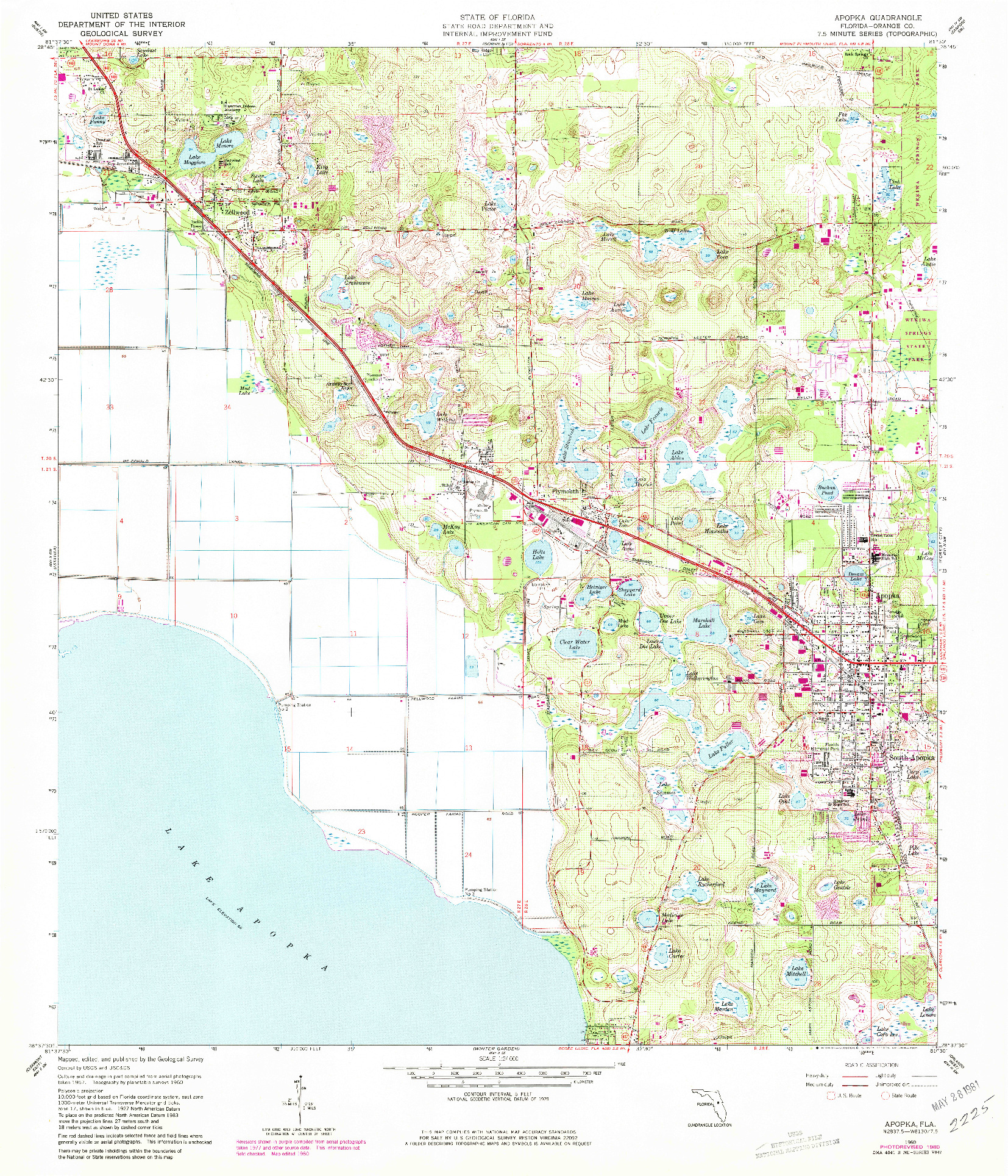 USGS 1:24000-SCALE QUADRANGLE FOR APOPKA, FL 1960