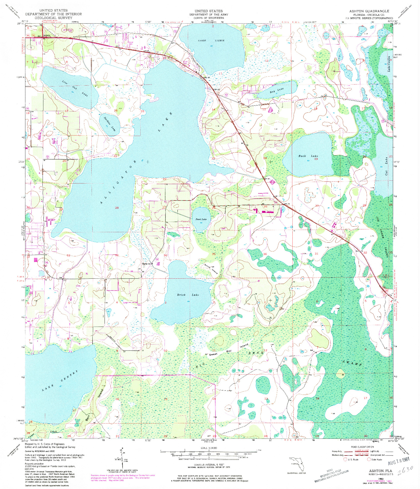 USGS 1:24000-SCALE QUADRANGLE FOR ASHTON, FL 1953