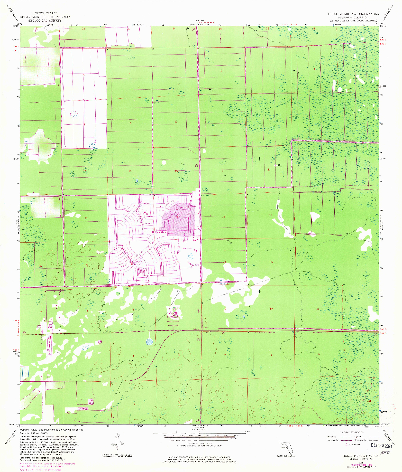 USGS 1:24000-SCALE QUADRANGLE FOR BELLE MEADE NW, FL 1958