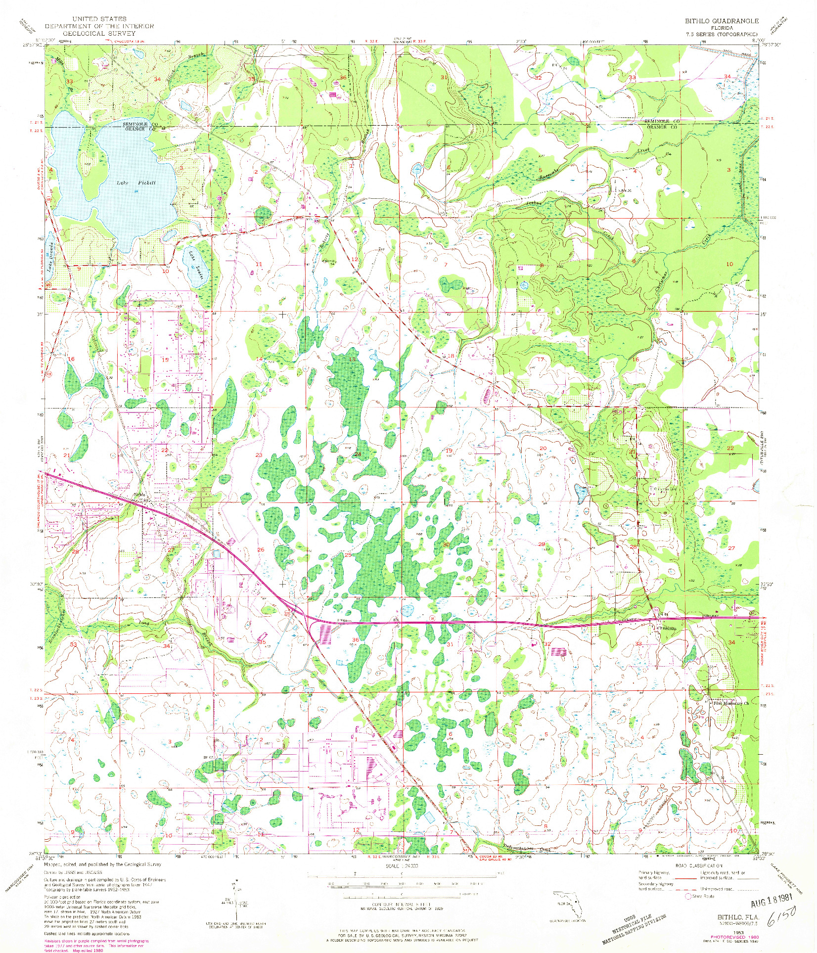 USGS 1:24000-SCALE QUADRANGLE FOR BITHLO, FL 1953